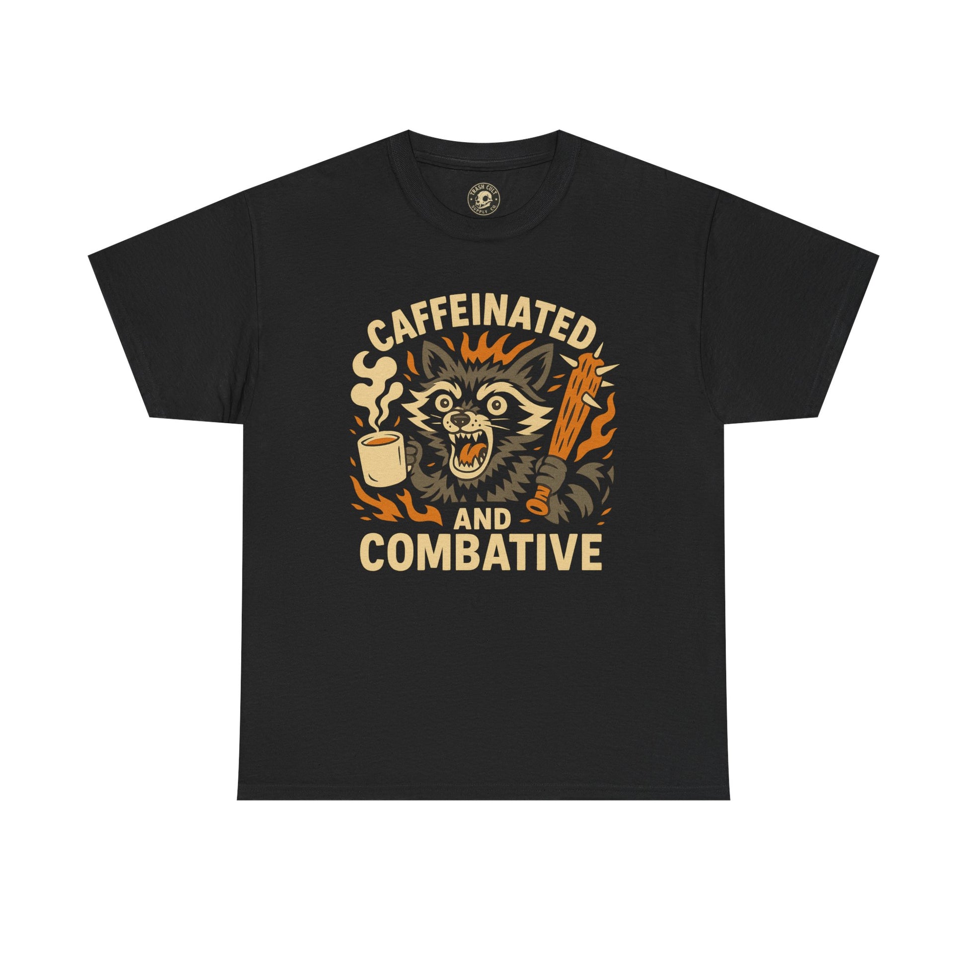 Caffeinated and Combative Tee, Funny Graphic T-Shirt, Coffee Lover Gift, Unisex Casual Wear, Birthday Present, Everyday Style