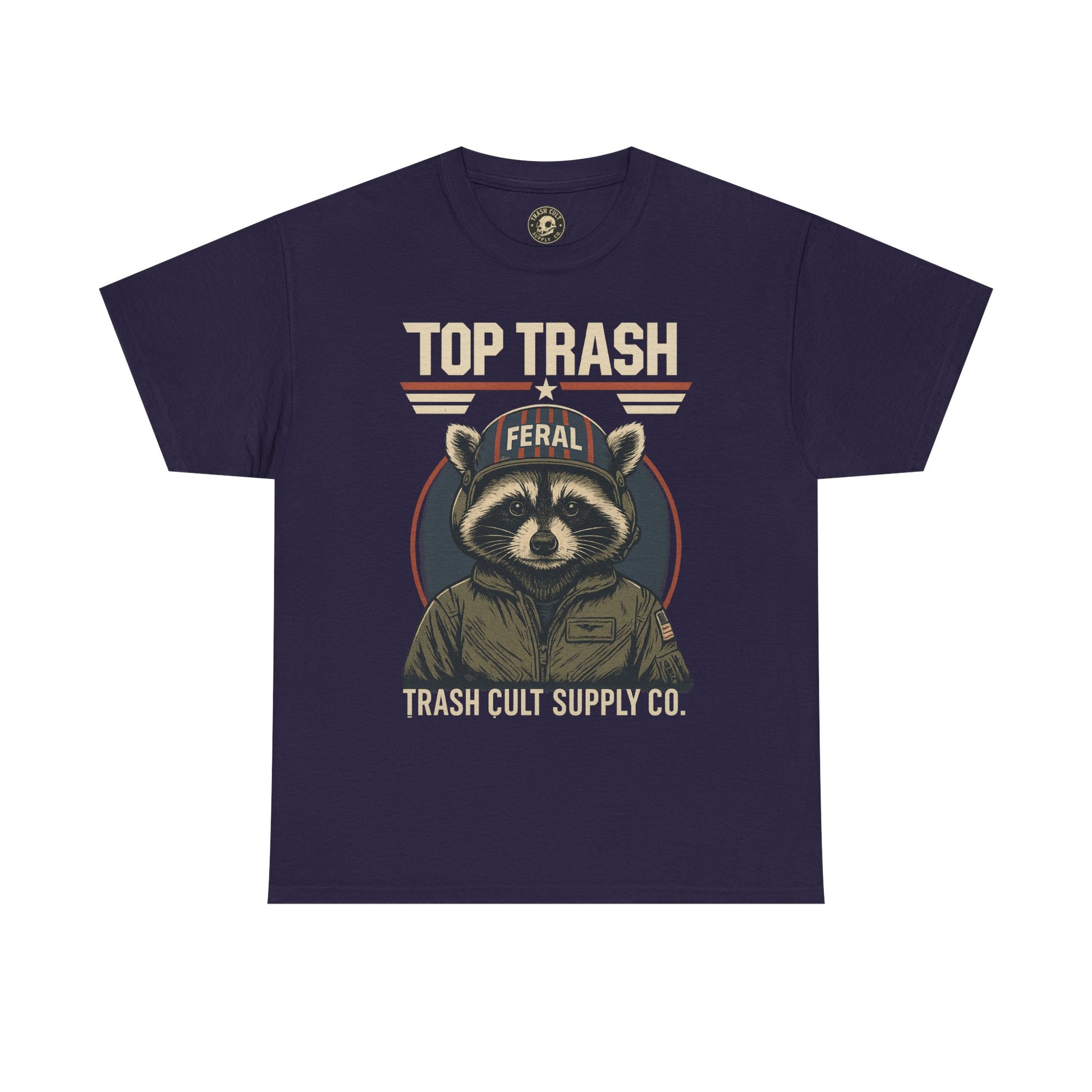 Feral Top Trash Raccoon Pilot Shirt – Trash Cult Supply Co. Parody Tee