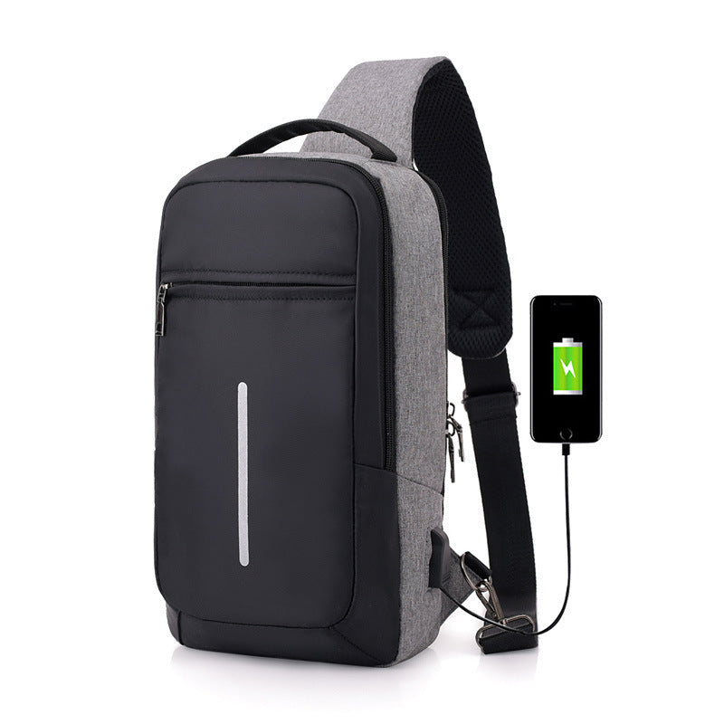 Men’s USB Sling Chest Bag – Anti-Theft Crossbody Backpack with USB Charging Port – Casual Travel Shoulder Bag