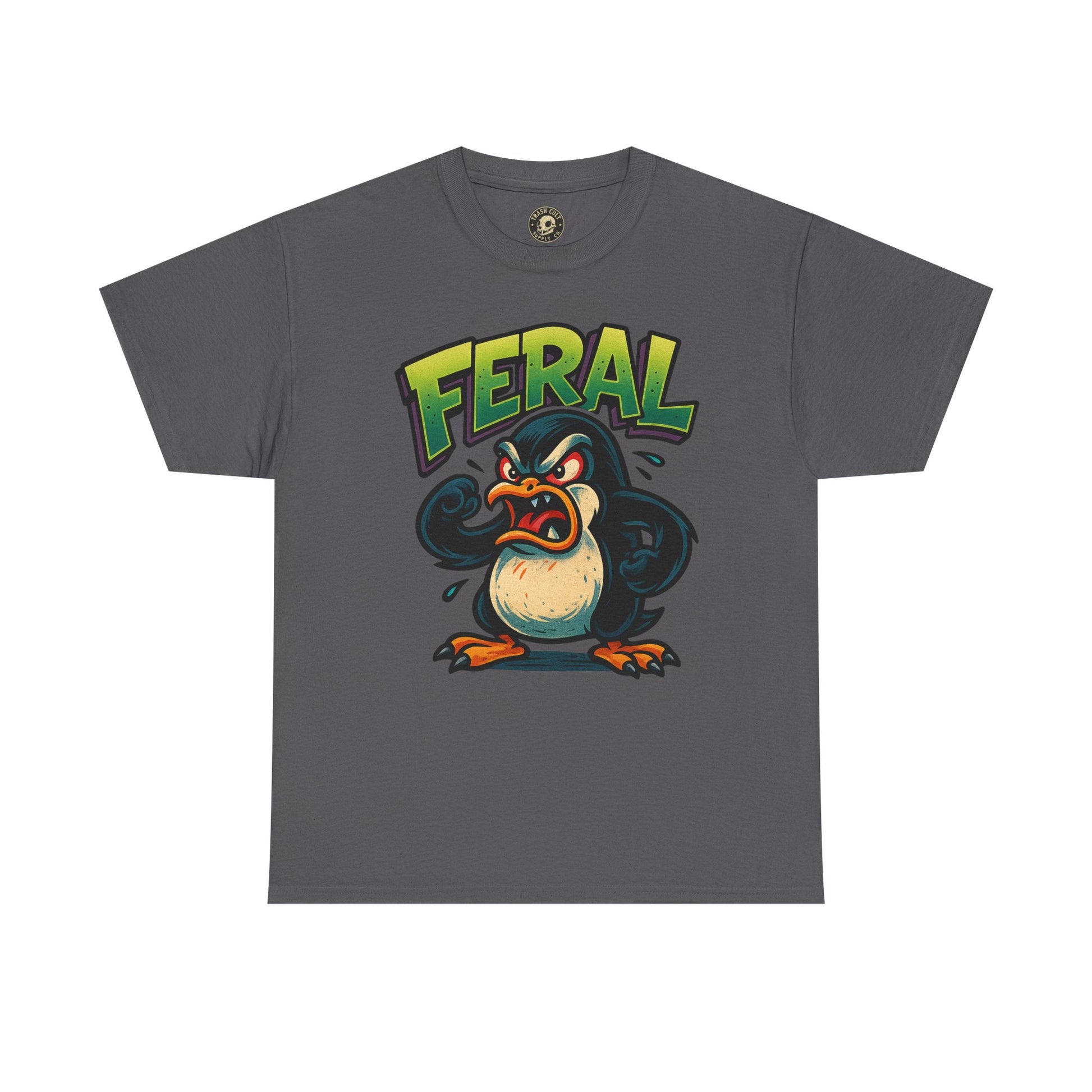 Feral Penguin T-Shirt – Funny Unisex Cotton Tee | Bold Animal Graphic Shirt, Quirky Gift Idea