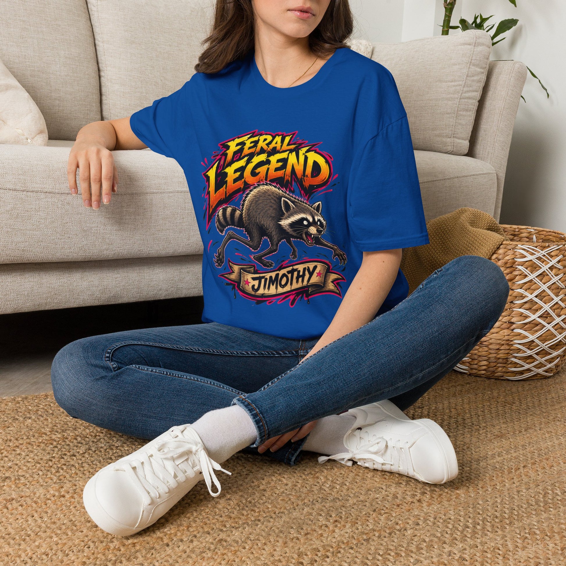 Feral Legend Raccoon Jimothy T-Shirt — Bold Graphic Tee
