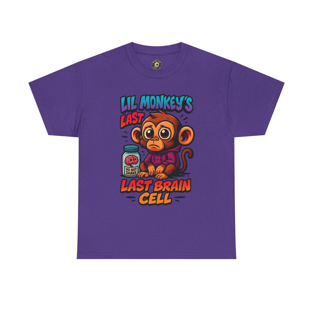 Lil Monkey’s Last Brain Cell Tee – Funny ADHD Cartoon Shirt – Gildan Heavy Cotton