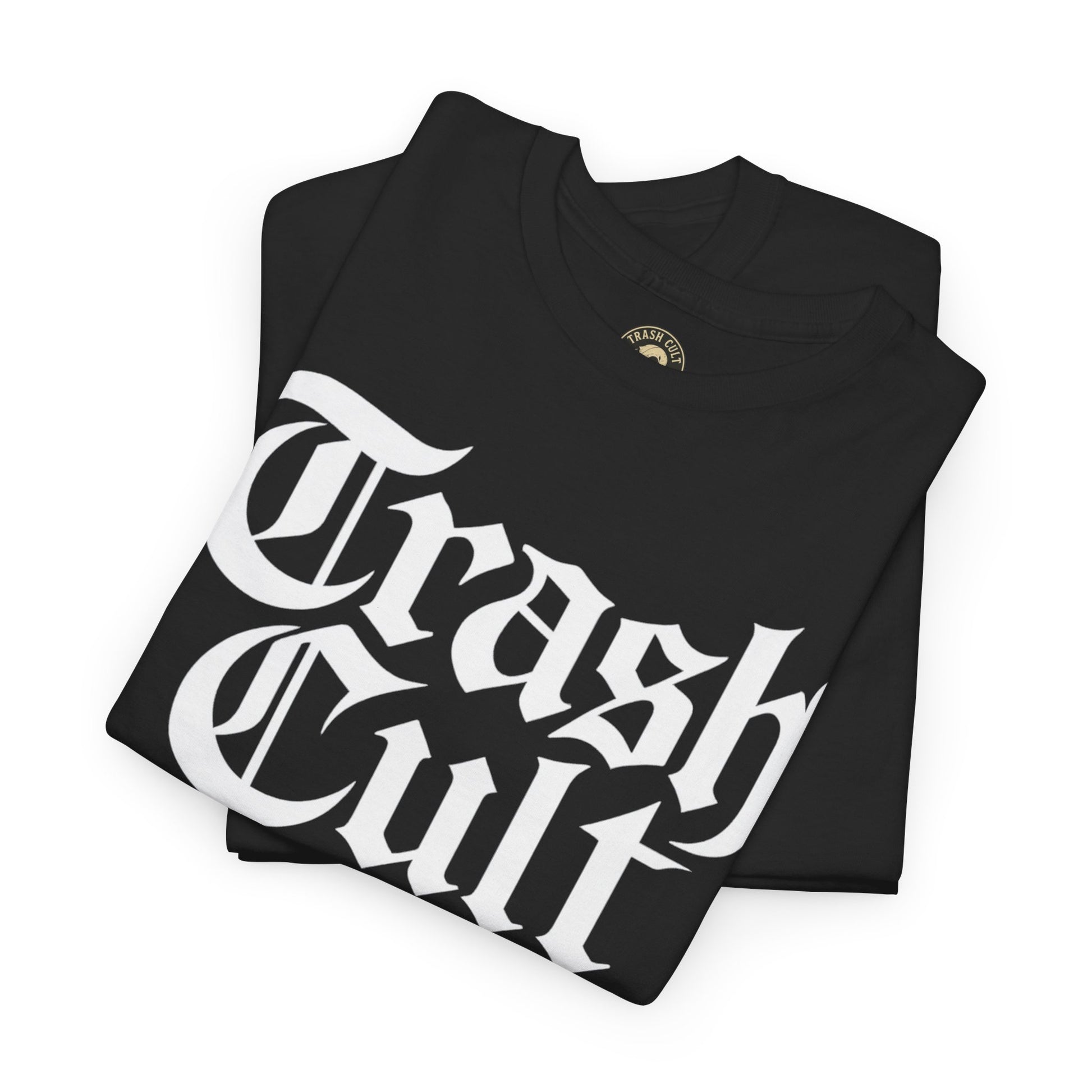 Trash Cult Gothic Logo Shirt – White Cyber Gothic Print on Gildan 5000