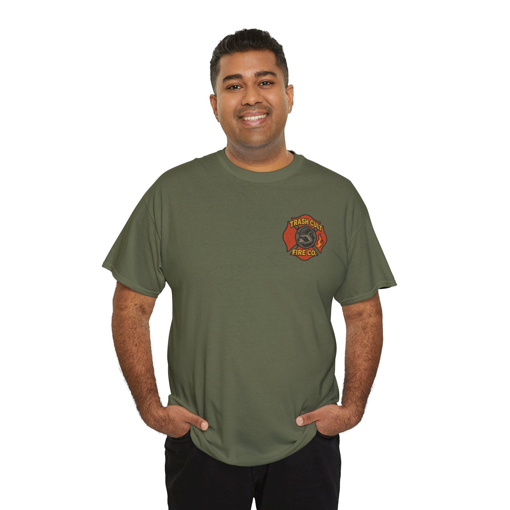 Trash Cult Fire Co. Unisex Tee - Quirky Raccoon Design, Fun Gift, Casual Wear, Firefighter Humor, Unique Apparel