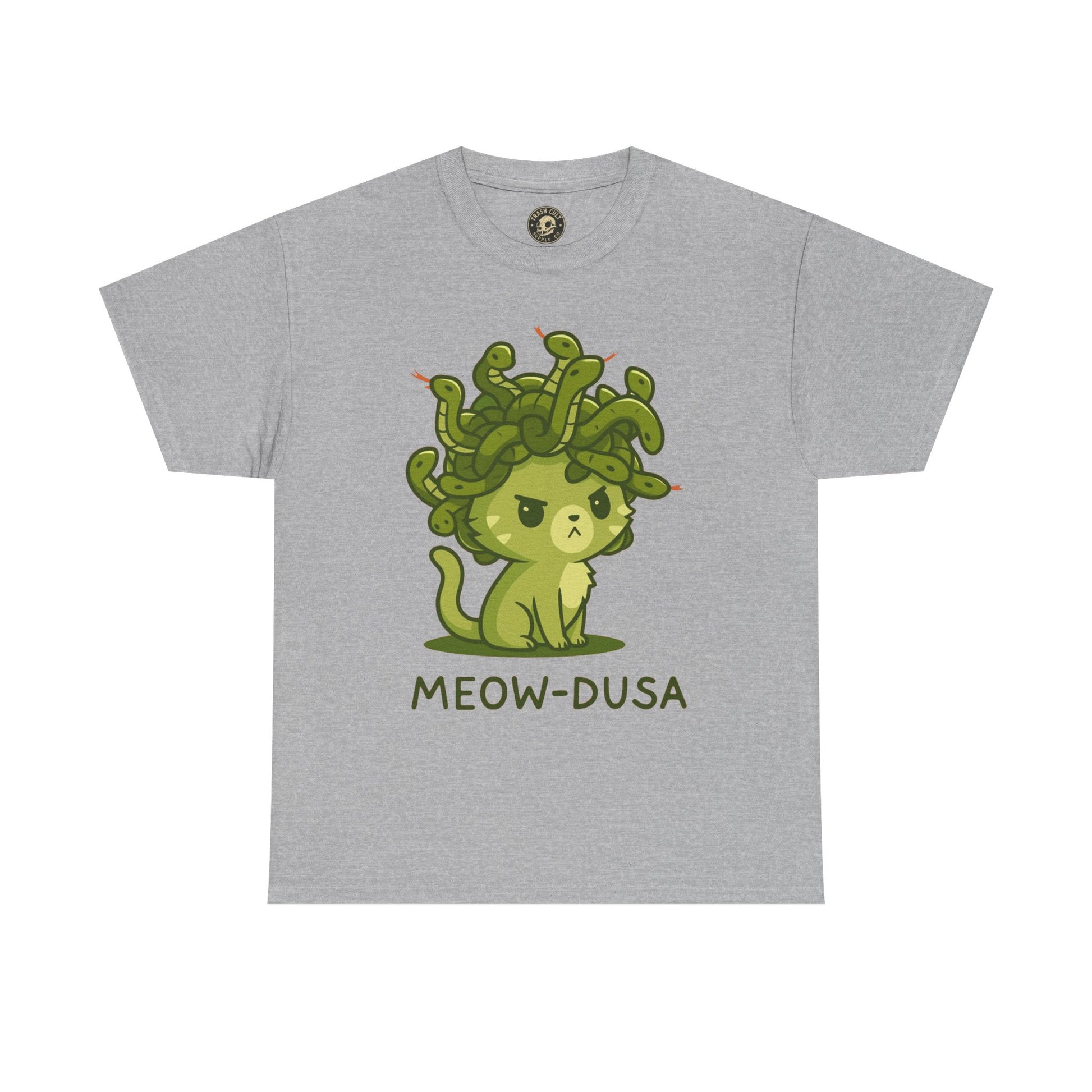 Meow-dusa Funny Cat Medusa T-Shirt – Gildan 5000 Heavy Cotton Tee