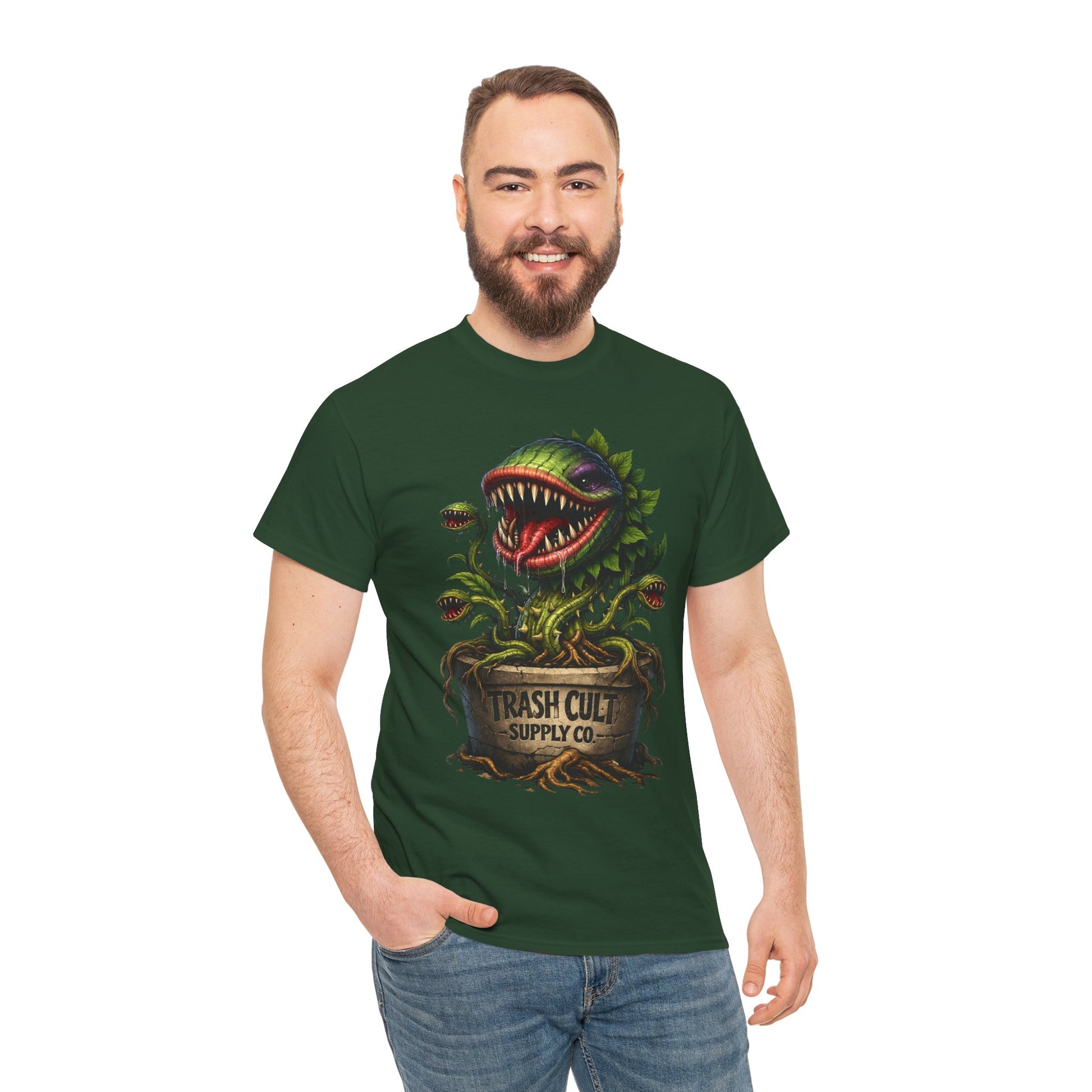 Carnivorous Plant Graphic Tee — "Trash Cult Supply Co." Potted Monster Shirt