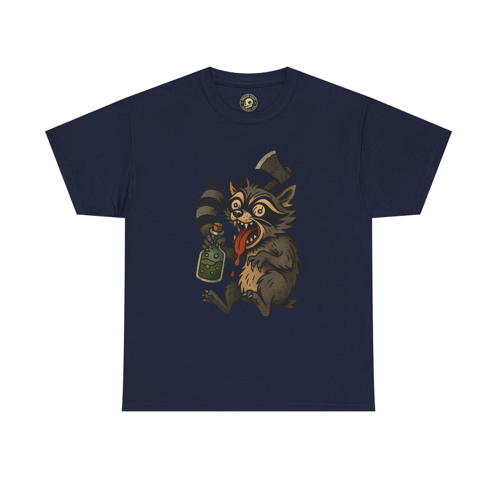 Unhinged Raccoon Shirt – Chaos Gremlin with Axe & Potion | Tattoo Style Tee
