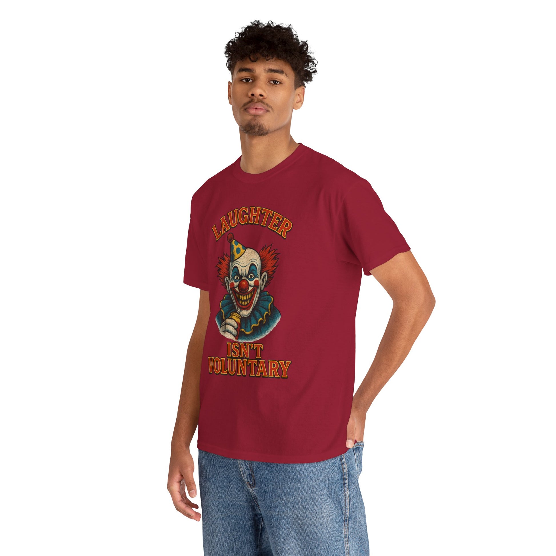Laughter Isn’t Voluntary Creepy Clown Shirt – Circus Horror Tee – Gildan 5000