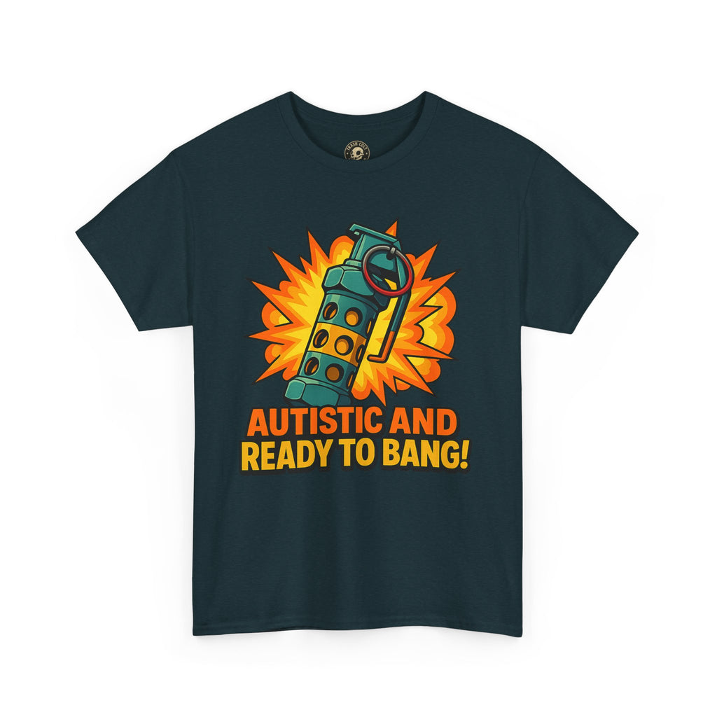 Autistic and Ready to Bang! Unisex Heavy Cotton Tee | Fun Graphic Tee, Autistic Pride, Gift for Autism Awareness, Casual Wear