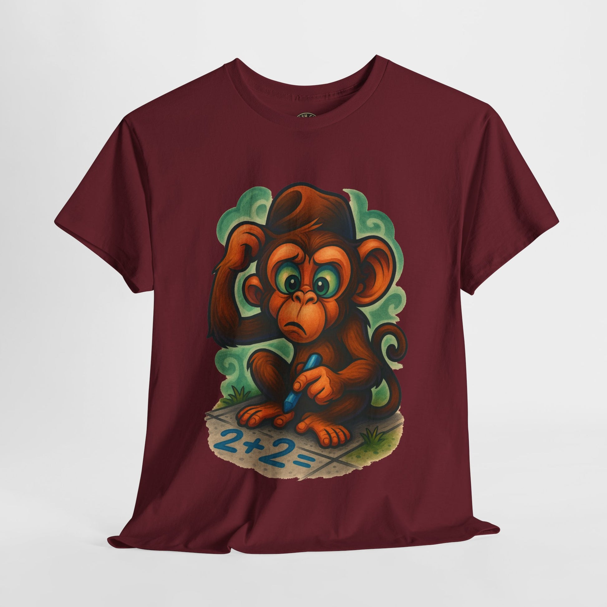 Confused Monkey Math Shirt – Funny Thoughtful Graphic Tee | Unisex Gildan 5000