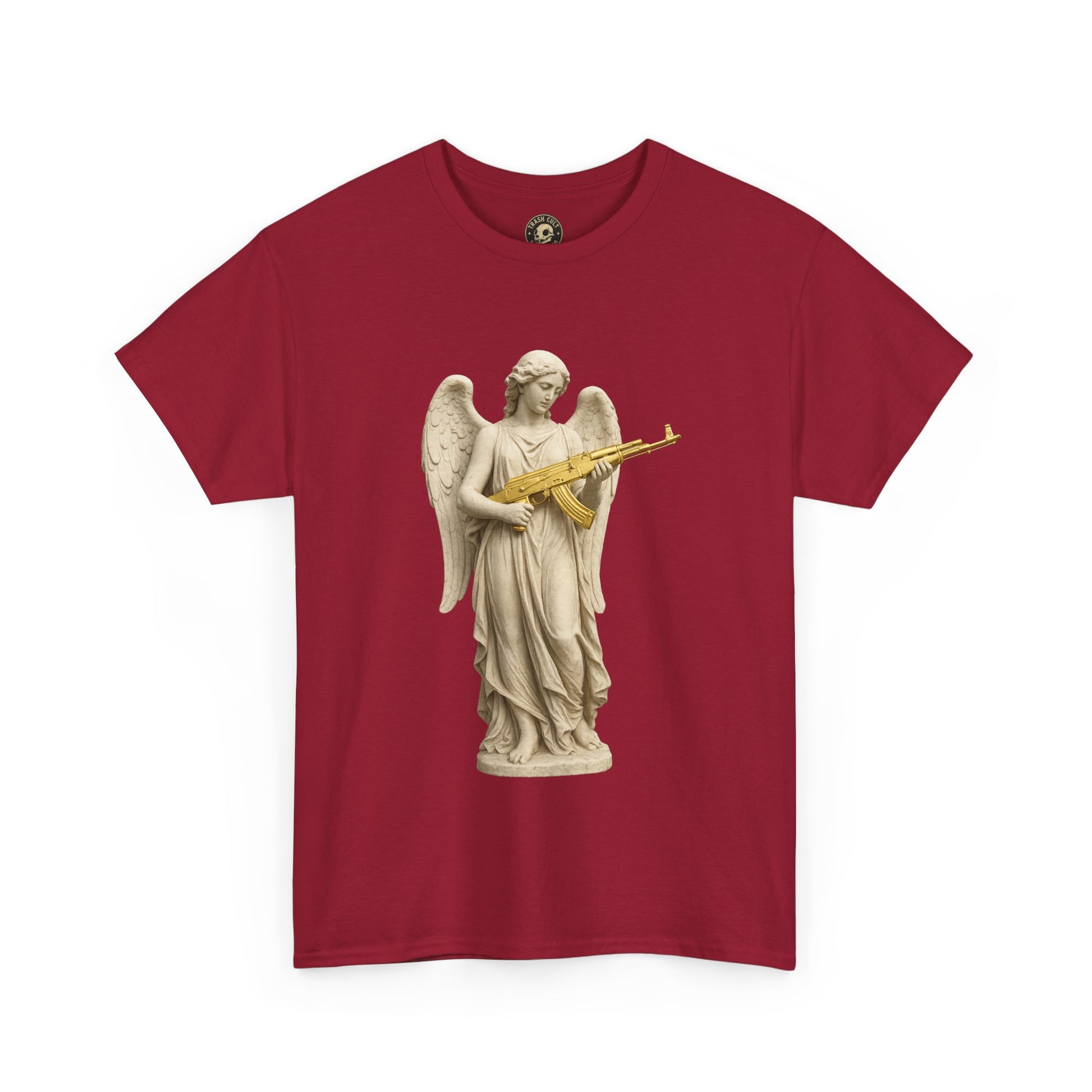 Marble Angel with Gold AK-47 T-Shirt – Gildan 5000 Divine Chaos Tee