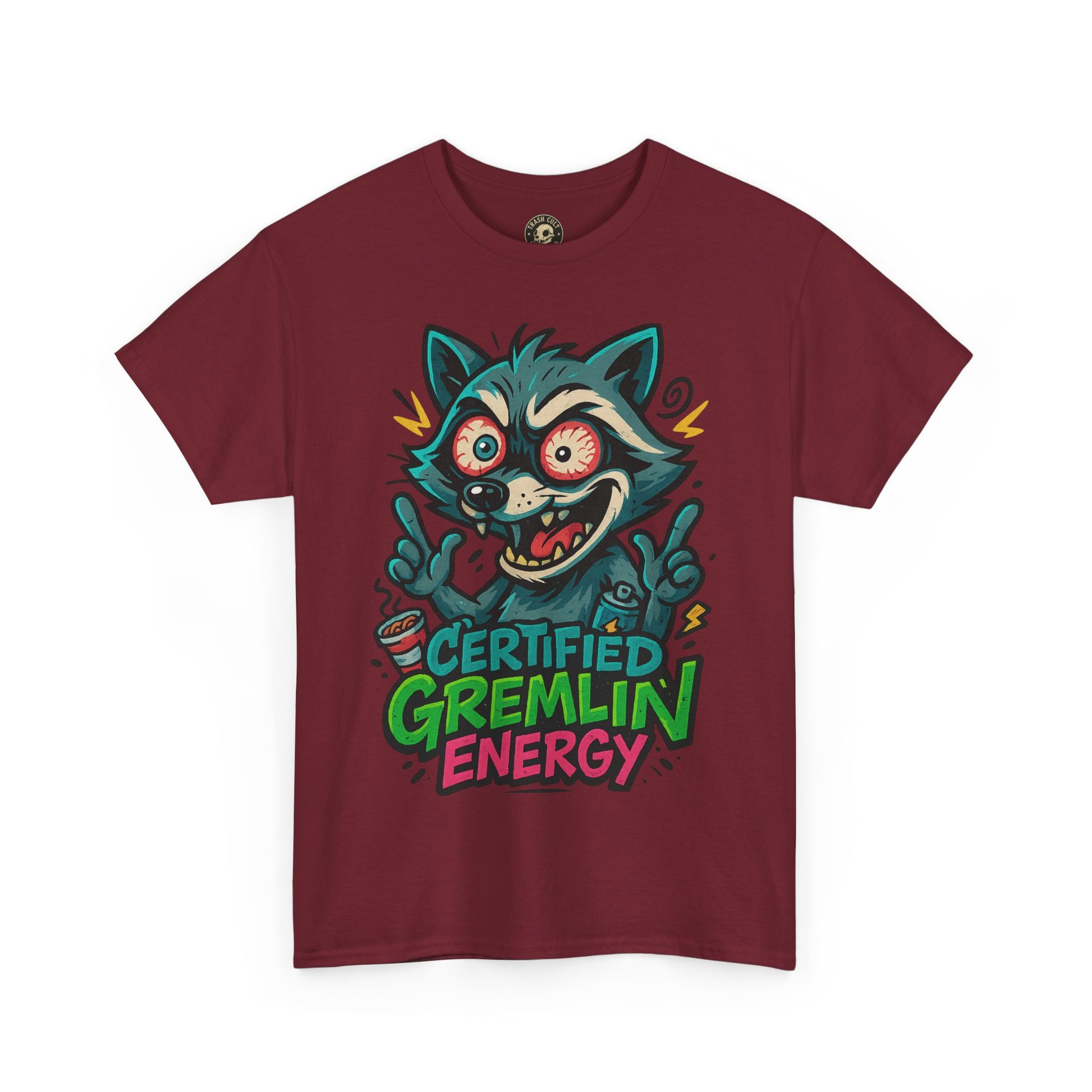 Certified Gremlin Energy Tee – ADHD Raccoon Shirt, Funny Unisex T-Shirt, Graffiti Style Gift for Goblins & Night Owls