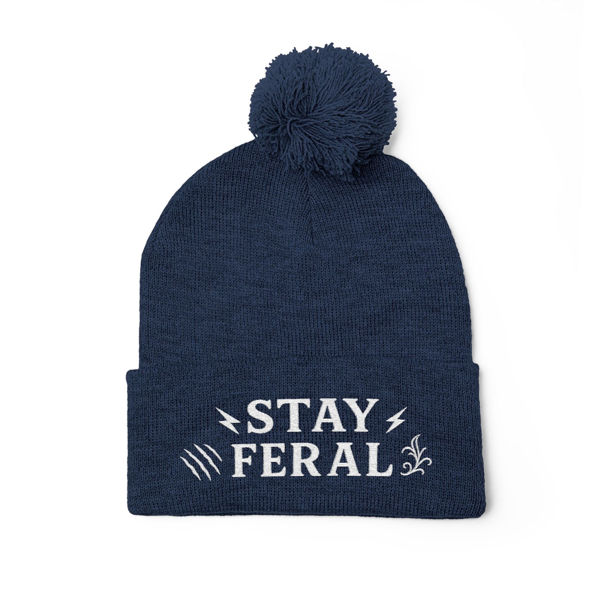 Stay Feral Pom-Pom Knit Cap, Cozy Winter Beanie, Embroidered Hats for Adventurers, Gift for Outdoorsy Friends, Stylish Cold Weather [...]