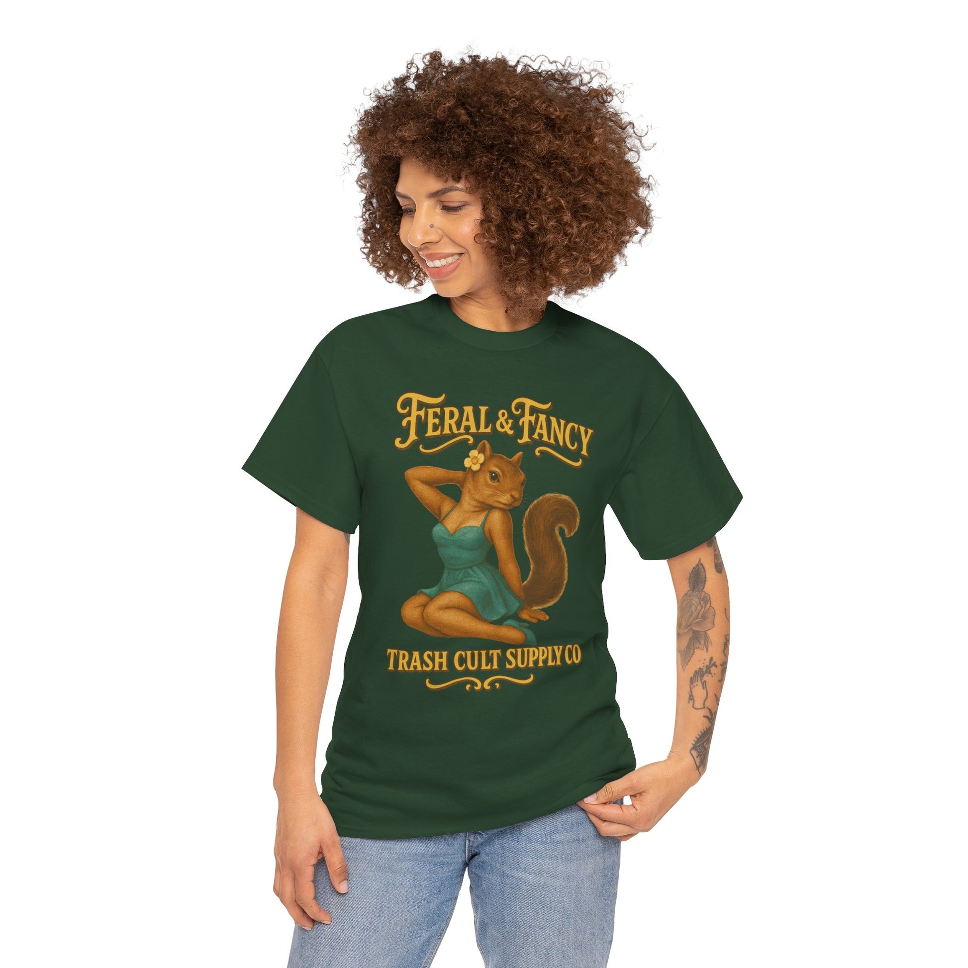 Feral & Fancy Pin-Up Squirrel Shirt – Vintage 1950s Style | Trash Cult Supply Co | Gildan 5000