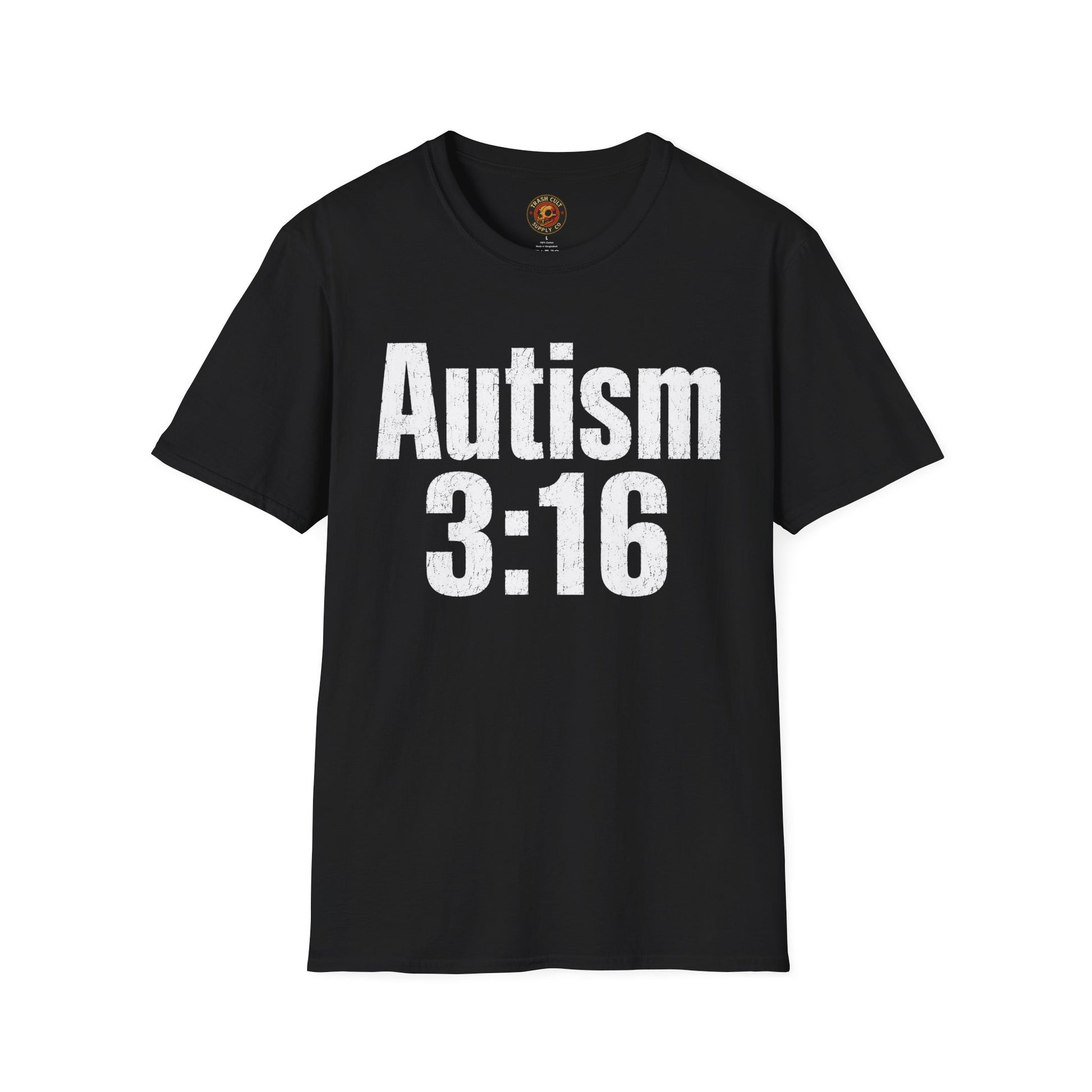 T-Shirt — Autism 3:16 Awareness Tee, Bold White Text Neurodiversity Support Shirt