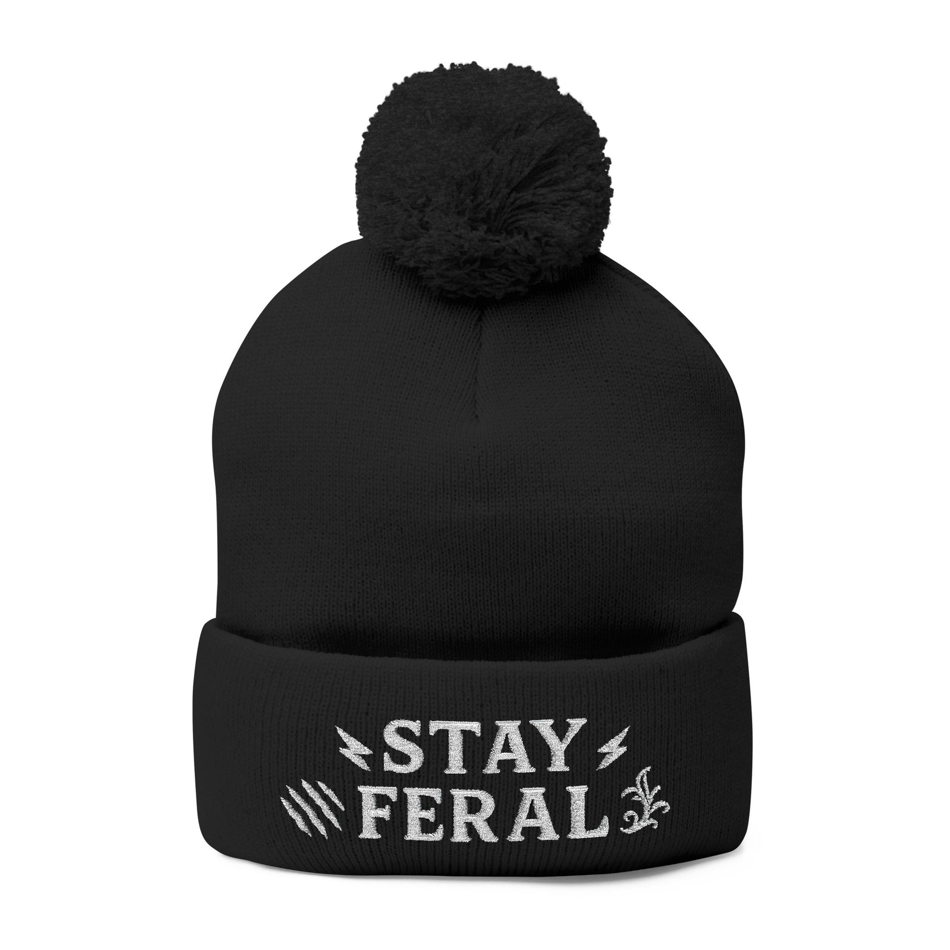 Stay Feral Pom-Pom Knit Cap, Cozy Winter Beanie, Embroidered Hats for Adventurers, Gift for Outdoorsy Friends, Stylish Cold Weather [...]