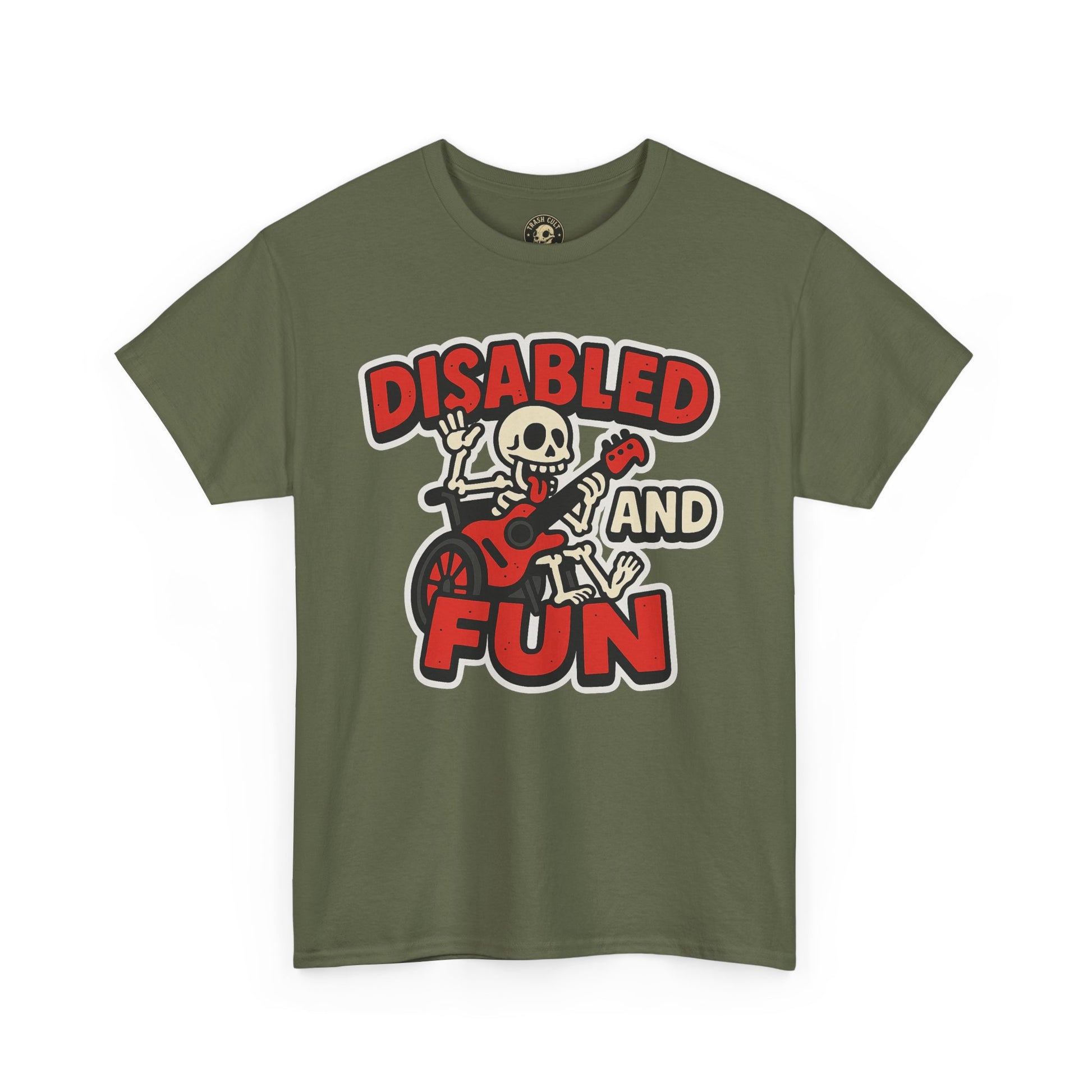 Disabled and Fun Unisex Heavy Cotton Tee, Casual Shirt, Gift for Friends, Music Lovers Gift, Fun T-Shirt, Halloween Wear, Everyday Comfort