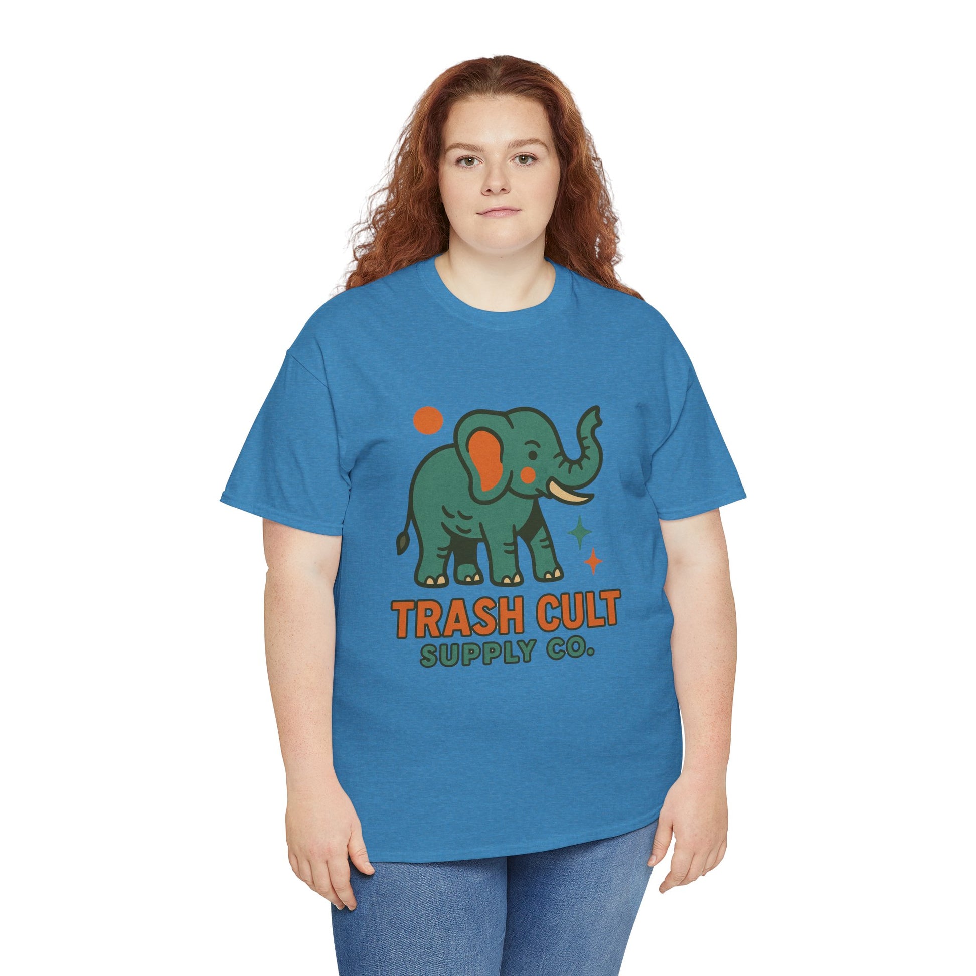 Trash Cult Elephant Unisex Heavy Cotton Tee, Eco-Friendly Shirt, Cool Casual Tee, Gift for Animal Lovers, Vintage Style T-Shirt