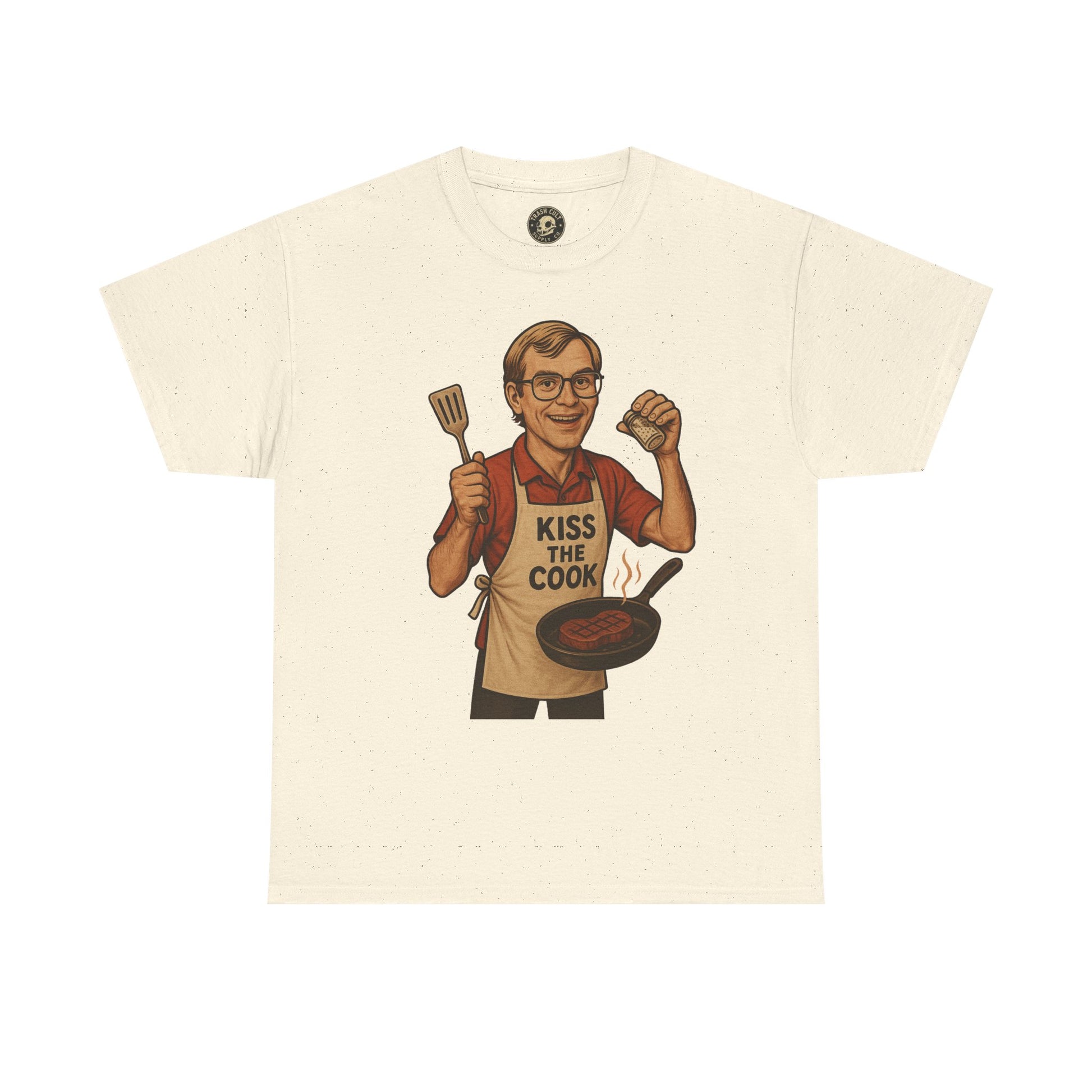 Kiss the Cook Dark Humor Chef Shirt – Creepy Retro Kitchen Parody