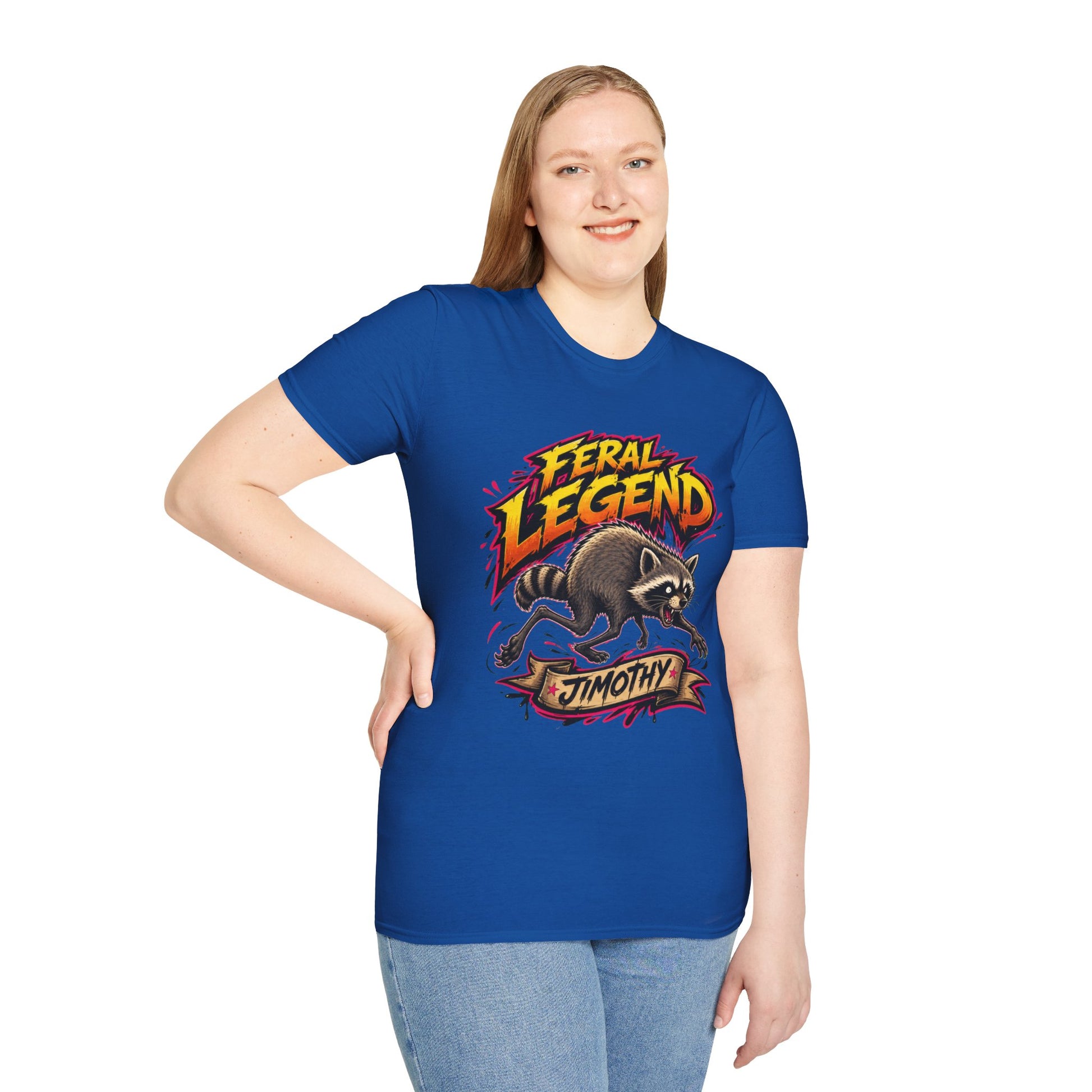 Feral Legend Raccoon Jimothy T-Shirt — Bold Graphic Tee