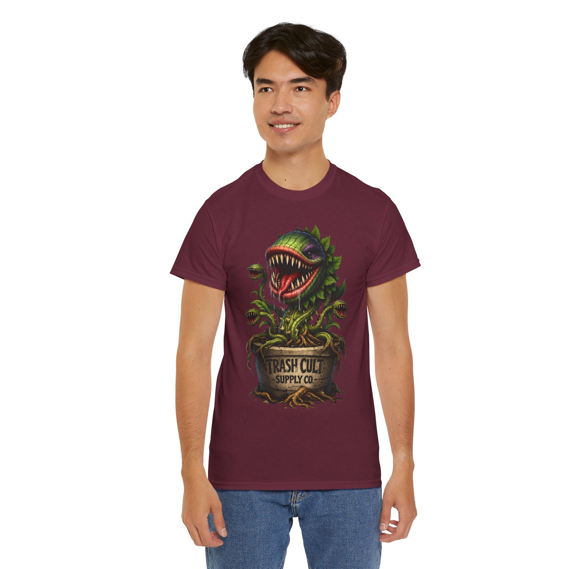 Carnivorous Plant Graphic Tee — "Trash Cult Supply Co." Potted Monster Shirt