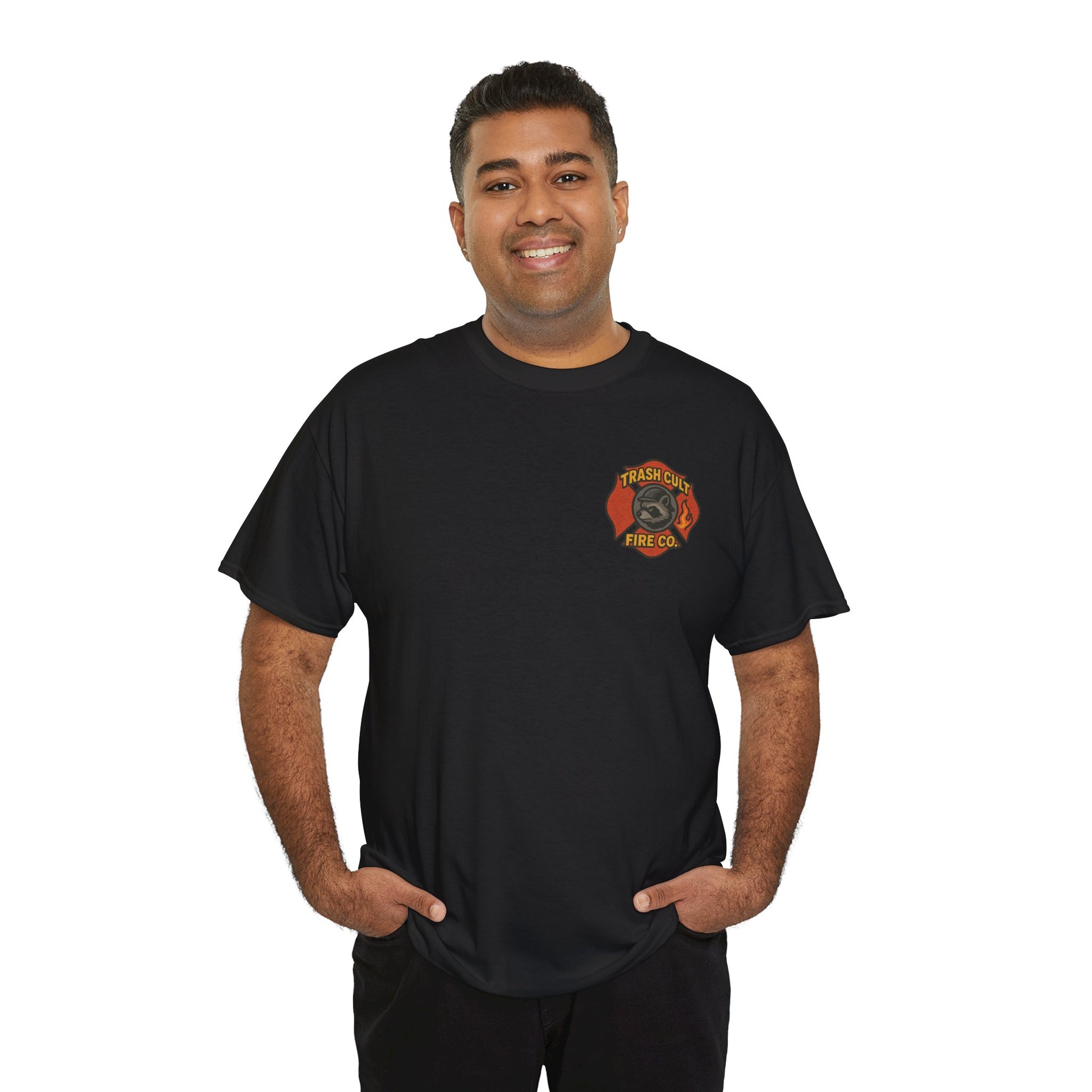 Trash Cult Fire Co. Unisex Tee - Quirky Raccoon Design, Fun Gift, Casual Wear, Firefighter Humor, Unique Apparel