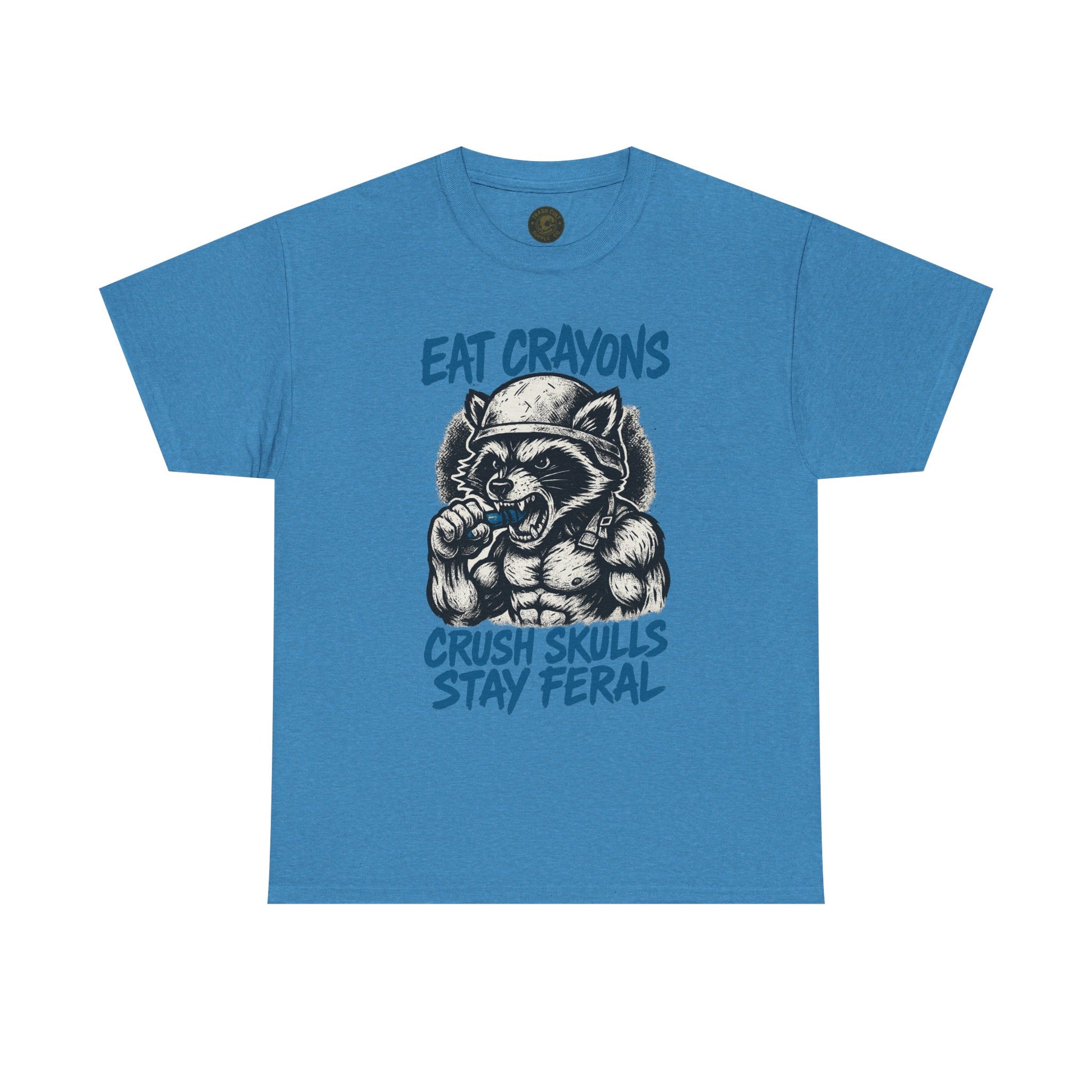 Eat Crayons Crush Skulls Stay Feral Military Raccoon Shirt – Gildan 5000