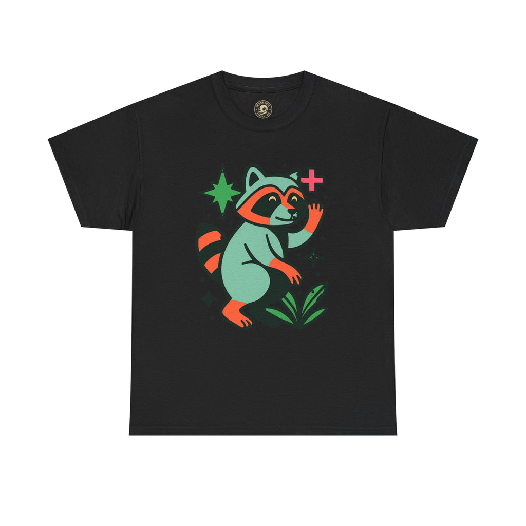 Playful Raccoon Unisex Heavy Cotton Tee | Cute Animal Shirt for Nature Lovers, Graphic Tee, Gift for Kids, Casual Wear, Eco-Friendly