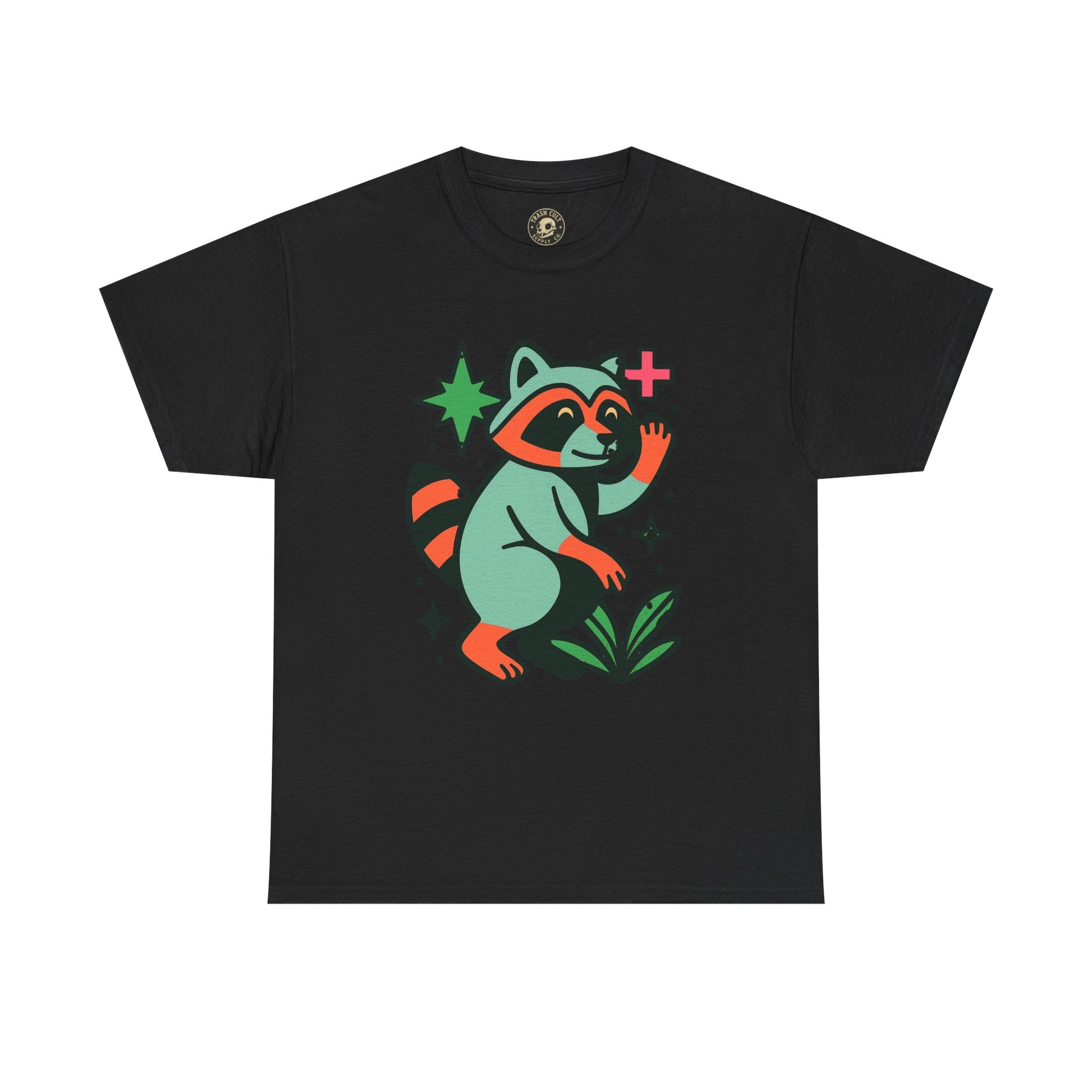 Playful Raccoon Unisex Heavy Cotton Tee | Cute Animal Shirt for Nature Lovers, Graphic Tee, Gift for Kids, Casual Wear, Eco-Friendly
