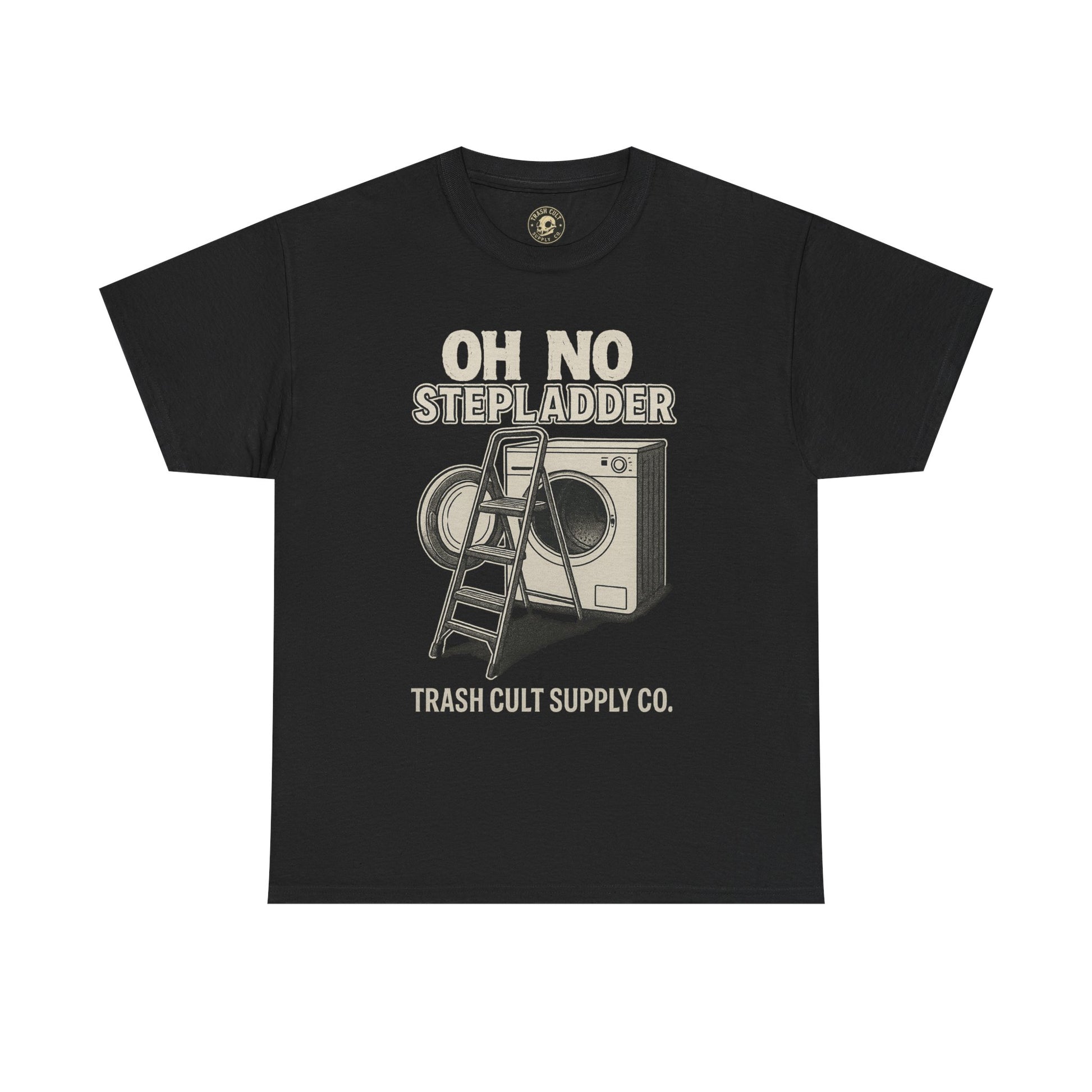 Funny Vintage Unisex Heavy Cotton Tee - OH NO STEP LADDER, Humorous Gift, Casual Wear, Funny Shirt, Novelty T-Shirt
