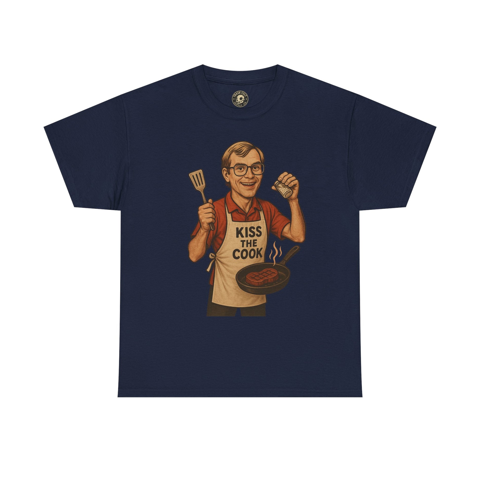Kiss the Cook Dark Humor Chef Shirt – Creepy Retro Kitchen Parody