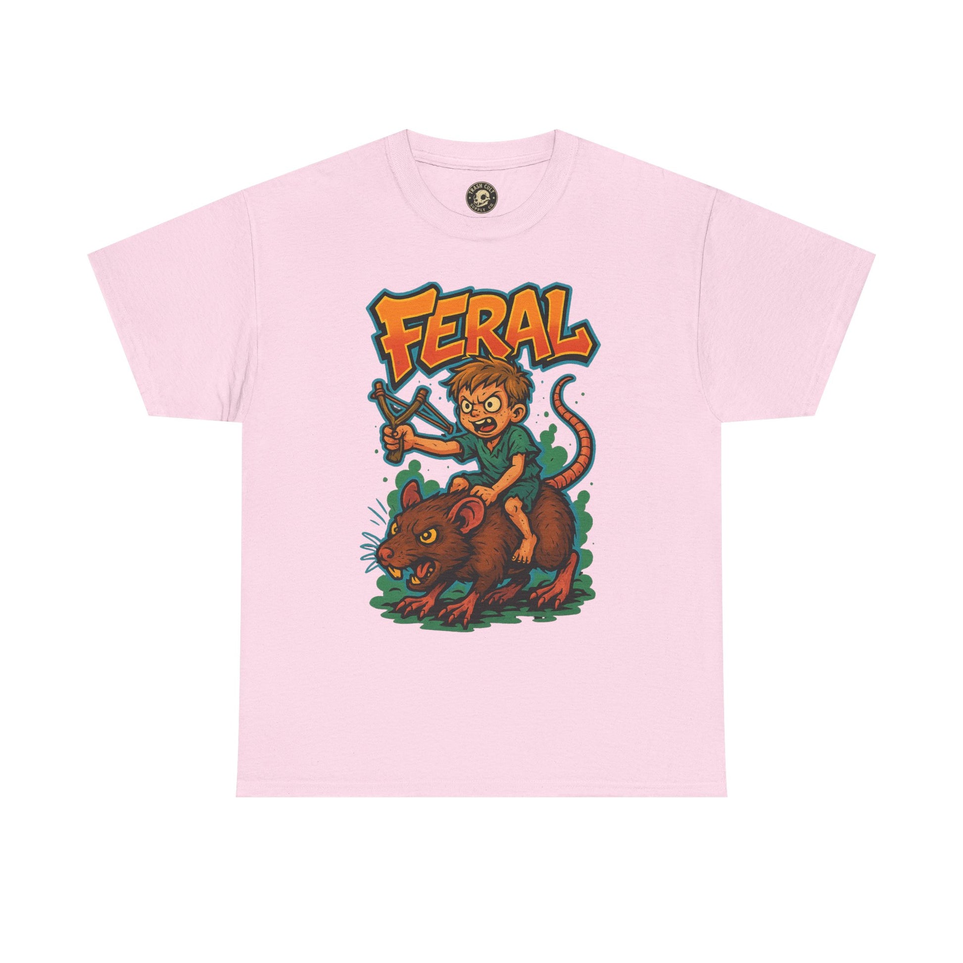 FERAL Graffiti Rat Rider T-Shirt – Bold New School Streetwear | Gildan 5000 Chaos Graphic Tee
