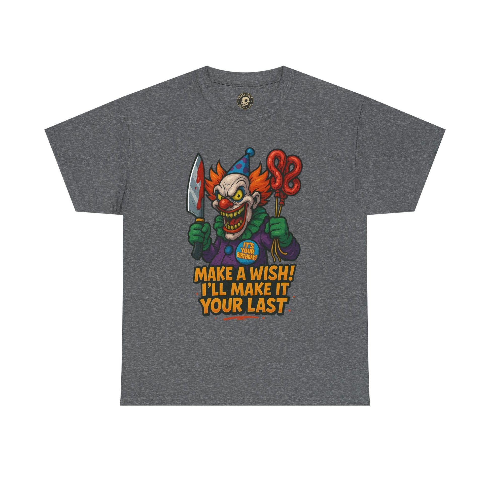 Creepy Clown Tee - Halloween Costume Shirt, Unisex Heavy Cotton Tee, Spooky Graphic Tee, Gag Gift, Horror Fan Apparel