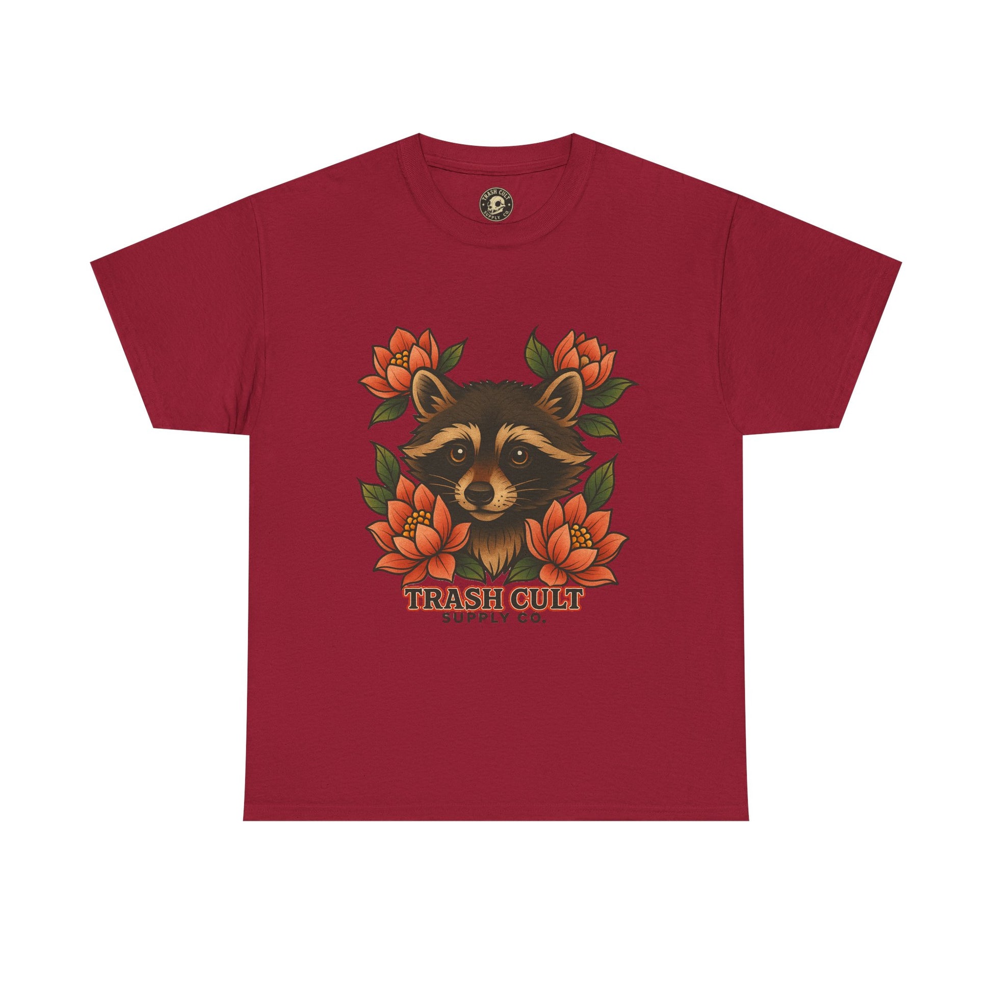 Neo-Traditional Raccoon & Lotus Tattoo Shirt – Trash Cult Supply Co. – Gildan 5000