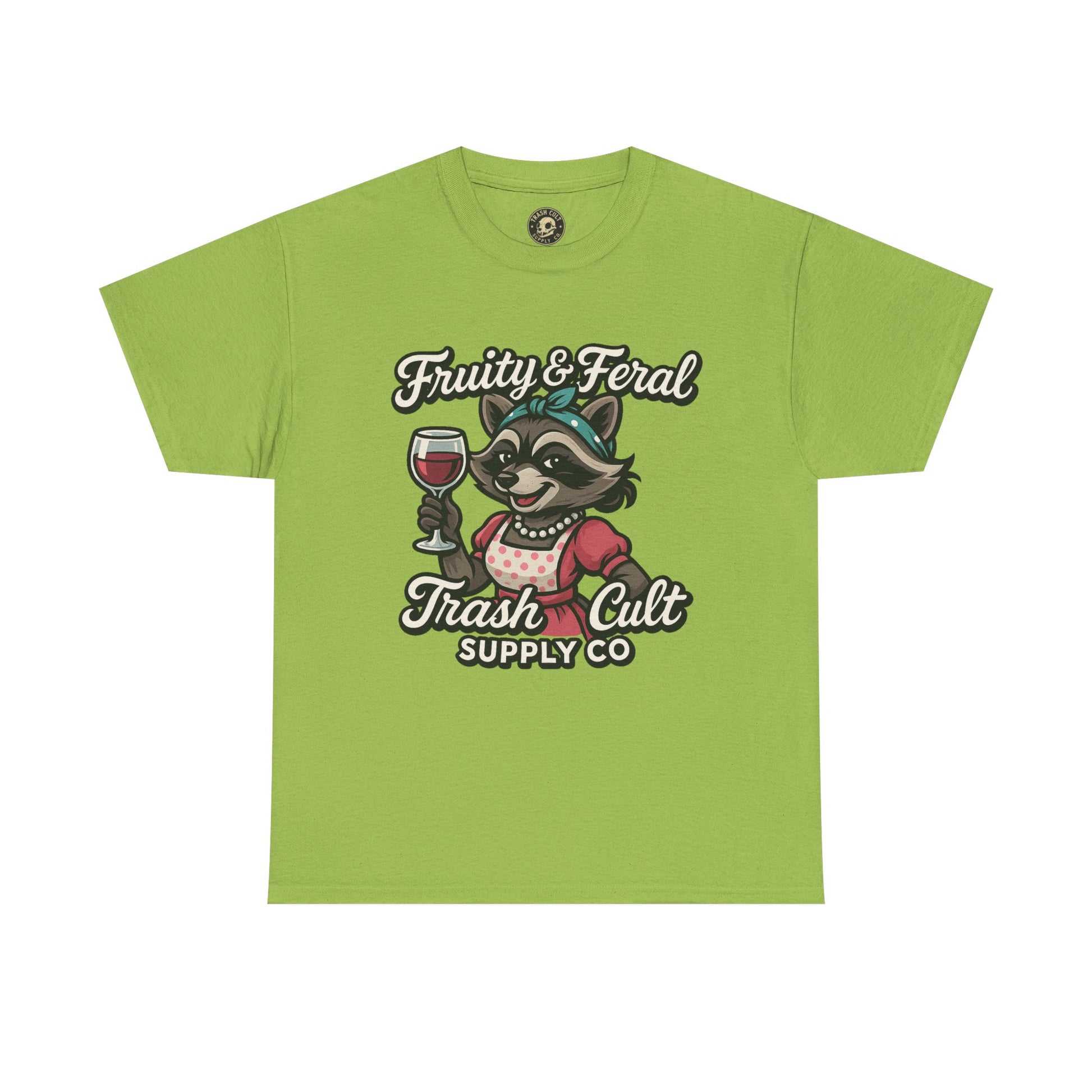 Fruity & Feral Raccoon Housewife Tee – Trash Cult Supply Co. on Gildan 5000
