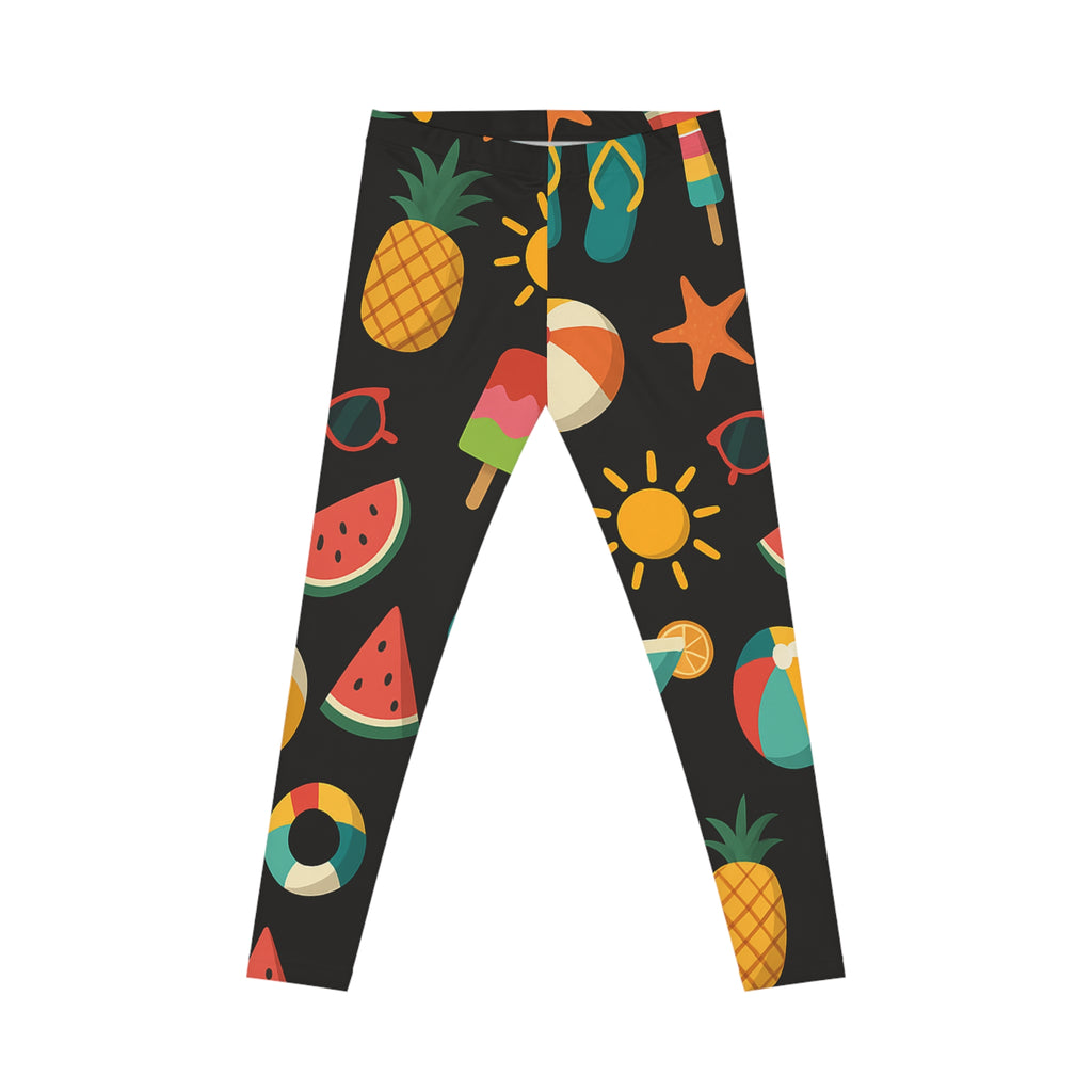 Bright Summer Vibe Leggings – Tropical Print Workout Pants for Women | Fun Beachwear & Gifts