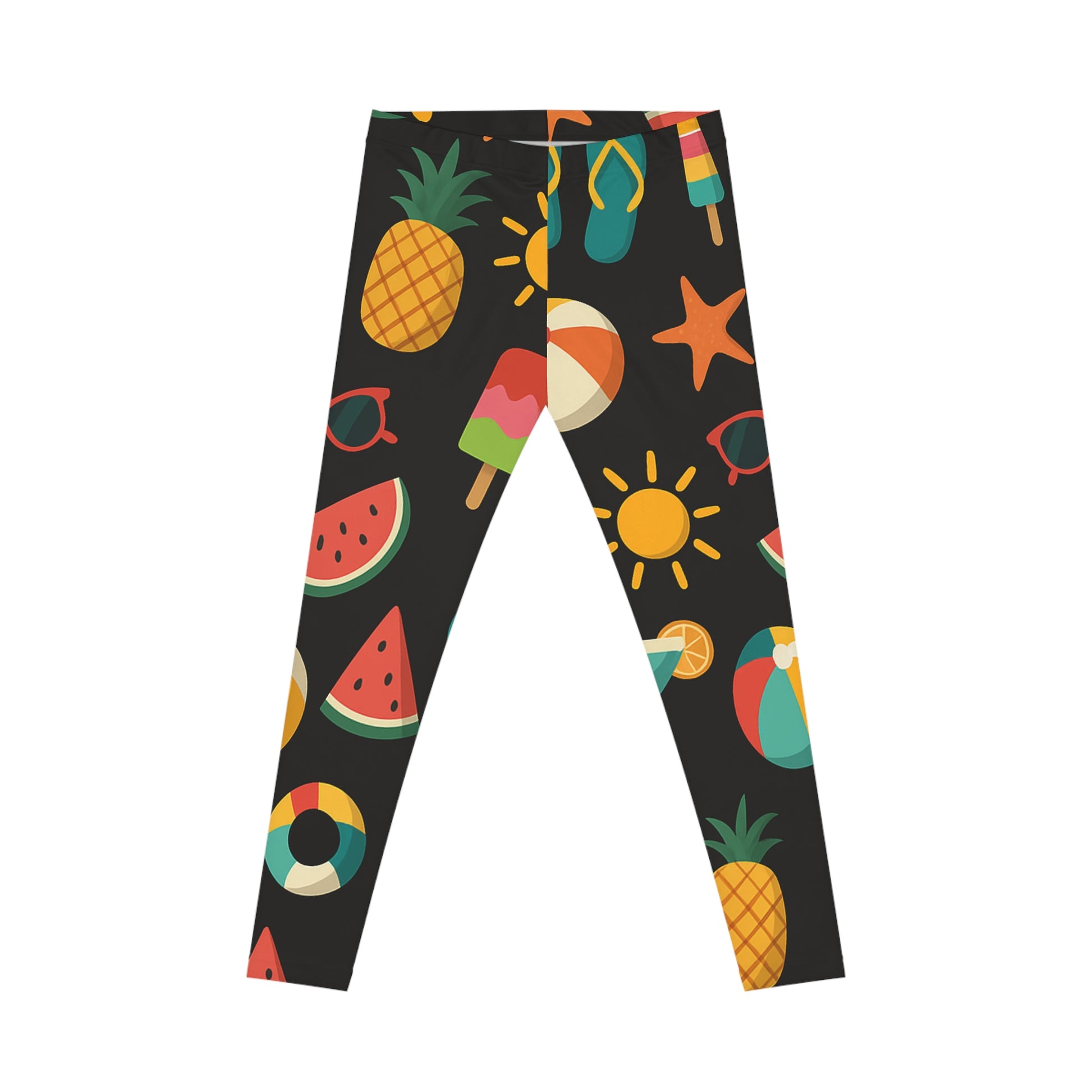 Bright Summer Vibe Leggings – Tropical Print Workout Pants for Women | Fun Beachwear & Gifts