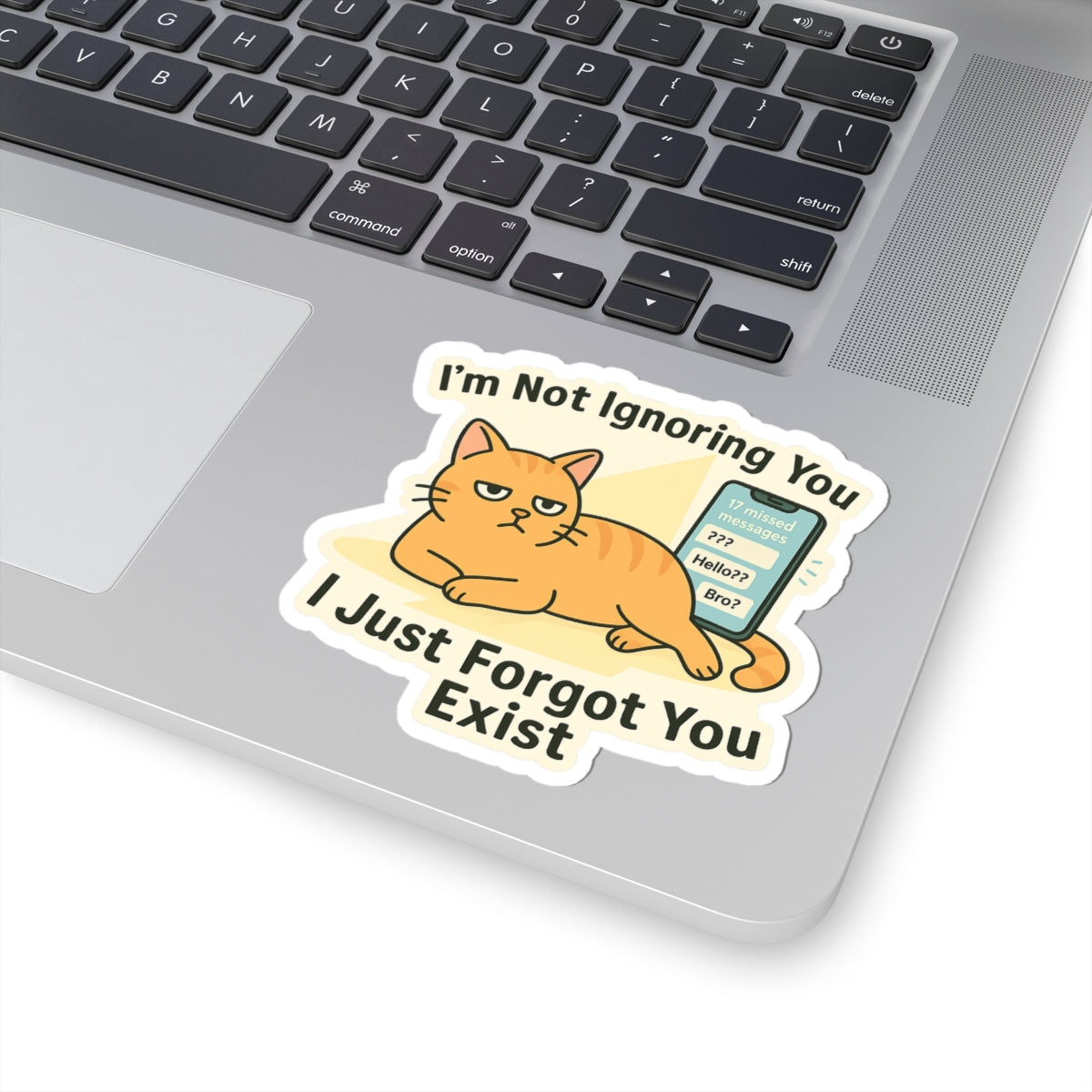 “I’m Not Ignoring You, I Just Forgot You Exist” Sticker – ADHD Ghosting Cat Meme Vinyl