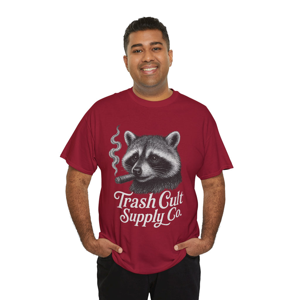 Monochrome Raccoon Cigar Shirt – Trash Cult Supply Co. | Gildan 5000 Tee