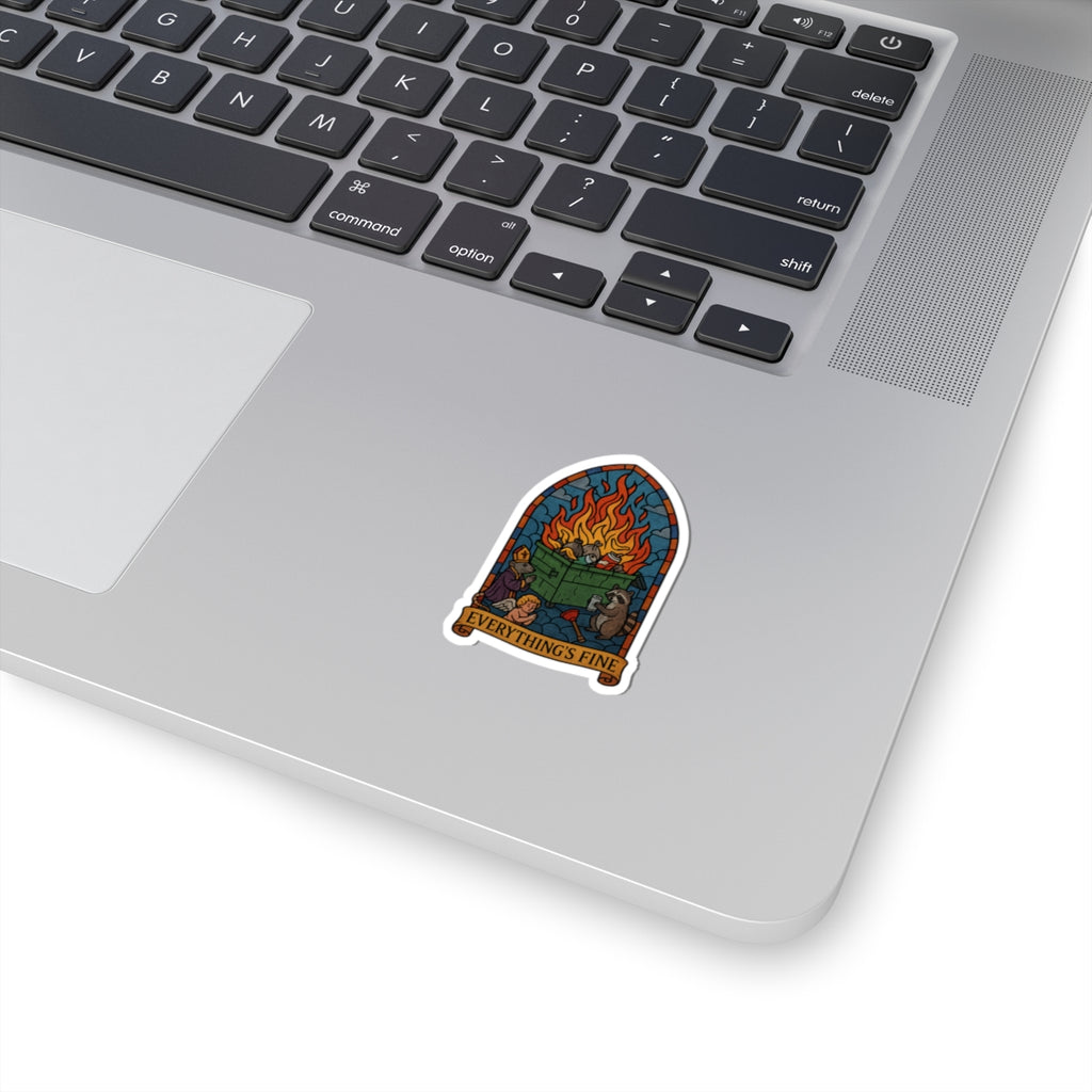 Whimsical Kiss-Cut Stickers - Everything's Fine, Fun Decor, Laptop Stickers, Gift for Friends, Quirky Home Office