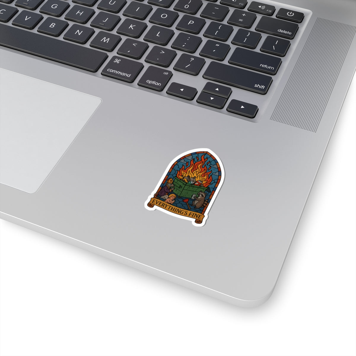 Whimsical Kiss-Cut Stickers - Everything's Fine, Fun Decor, Laptop Stickers, Gift for Friends, Quirky Home Office