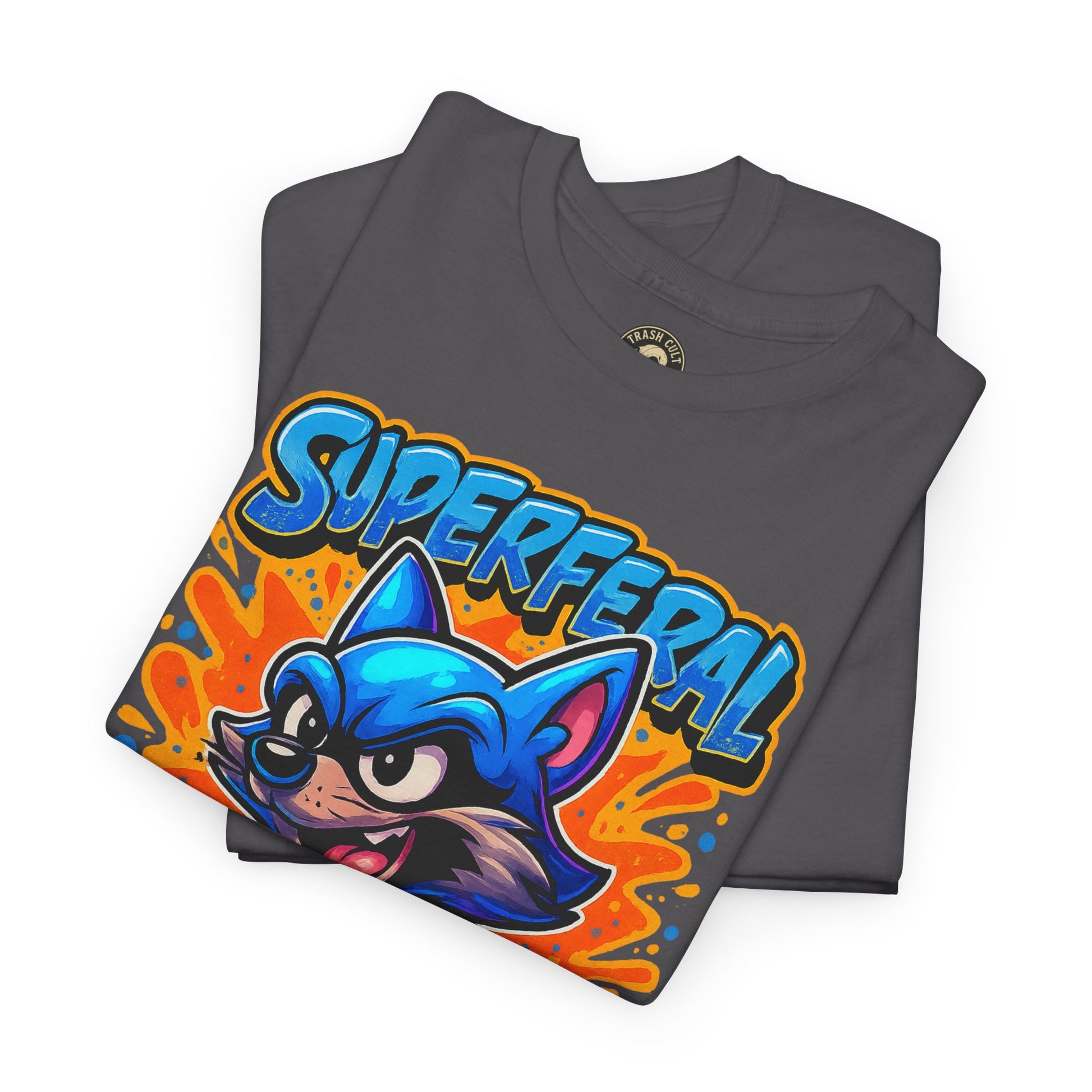 SuperFeral Raccoon Graffiti Shirt – Bold New School Superhero Streetwear | Trash Cult Supply Co