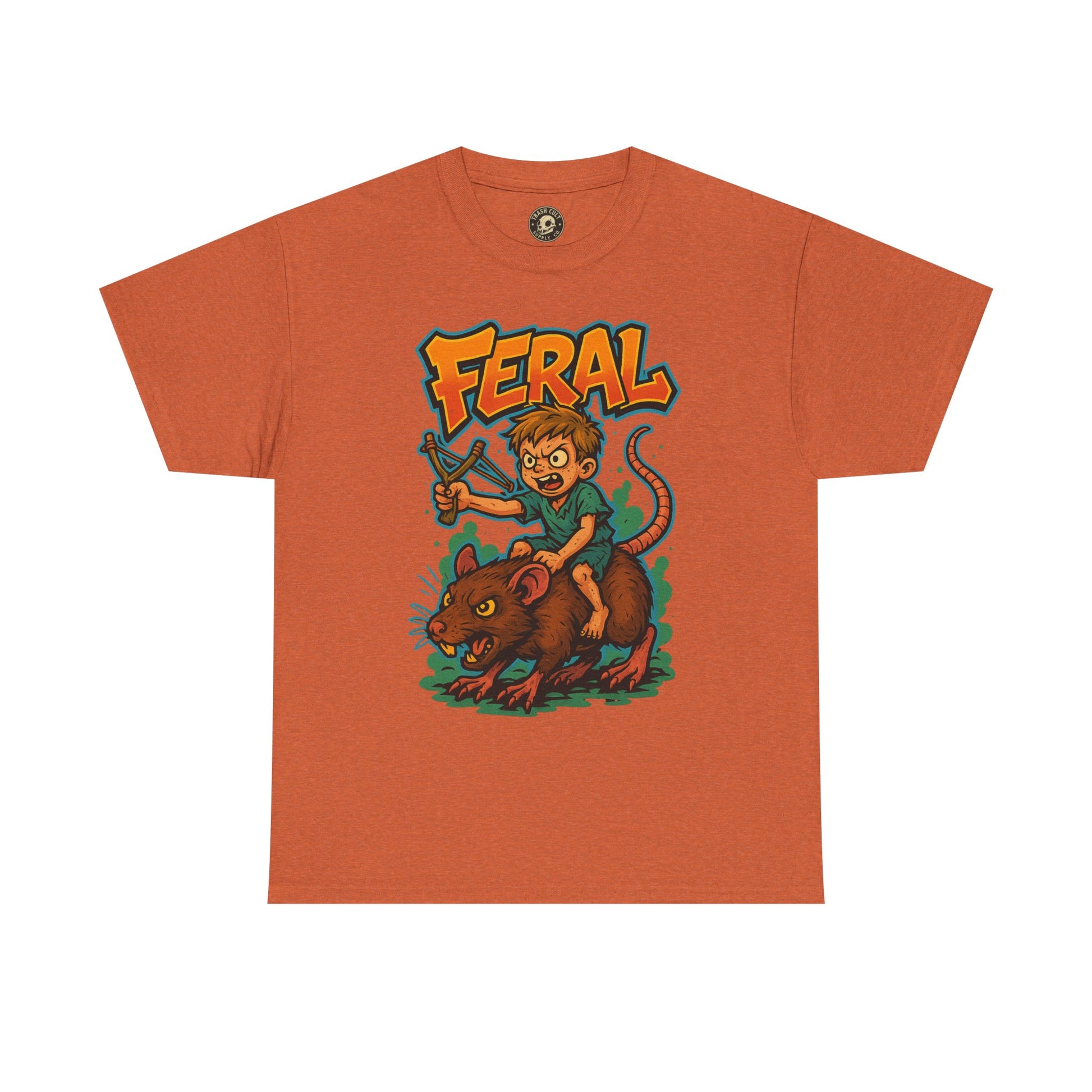 FERAL Graffiti Rat Rider T-Shirt – Bold New School Streetwear | Gildan 5000 Chaos Graphic Tee