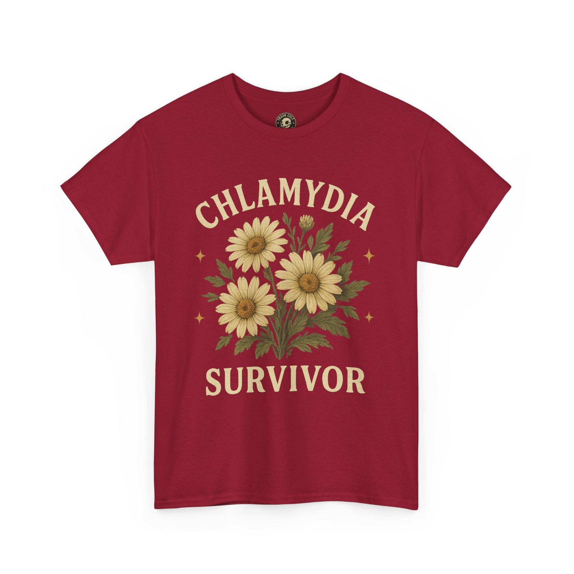 Chlamydia Survivor Vintage Floral Tee – Funny Bold Statement Shirt – Gildan 5000 Unisex Heavy Cotton