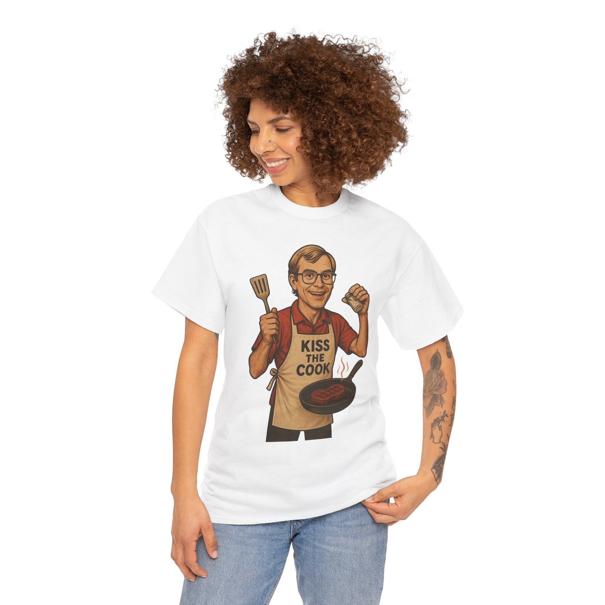 Kiss the Cook Dark Humor Chef Shirt – Creepy Retro Kitchen Parody