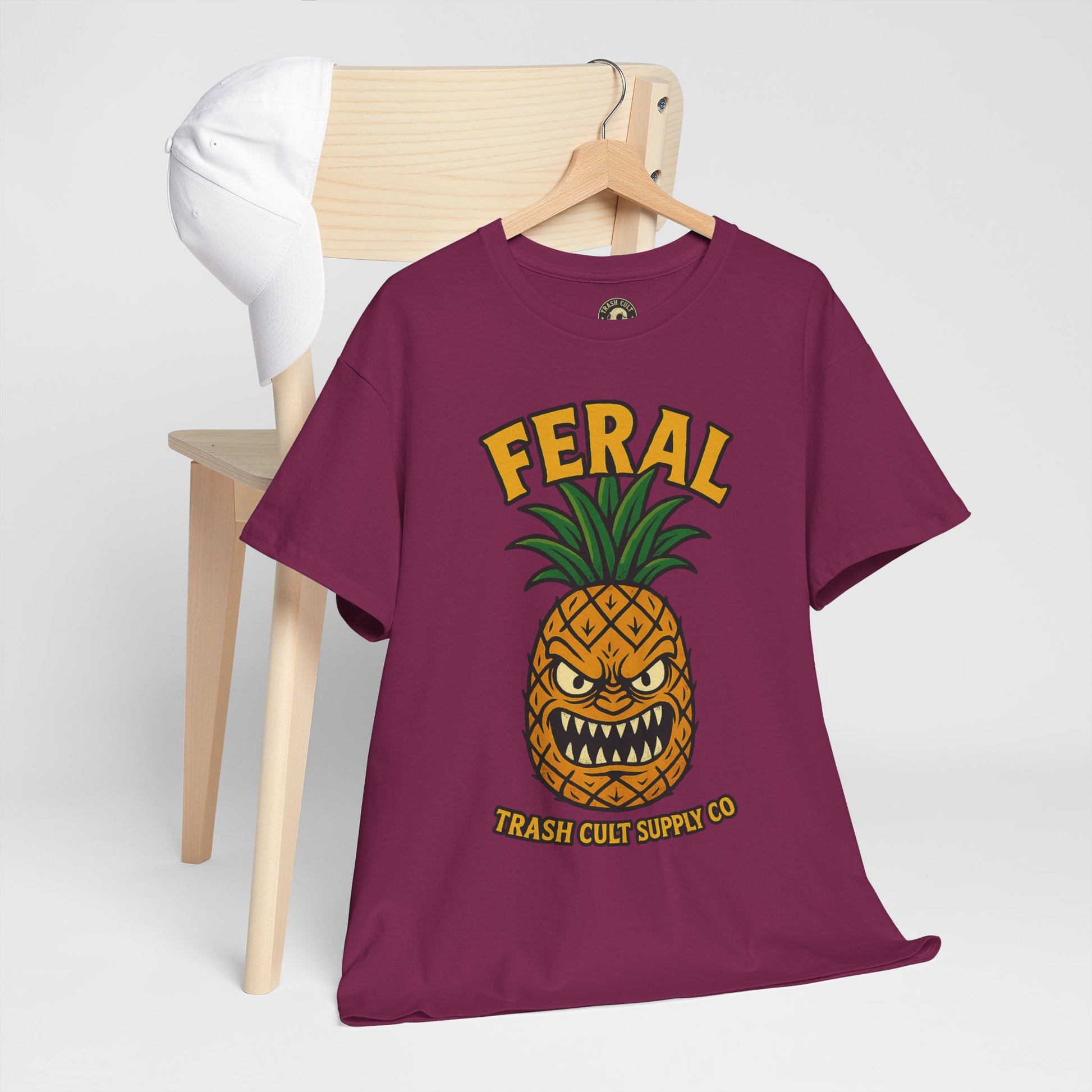 Feral Evil Pineapple Shirt – Aggressive Fruit Trashcore Tee – Gildan 5000 Unisex