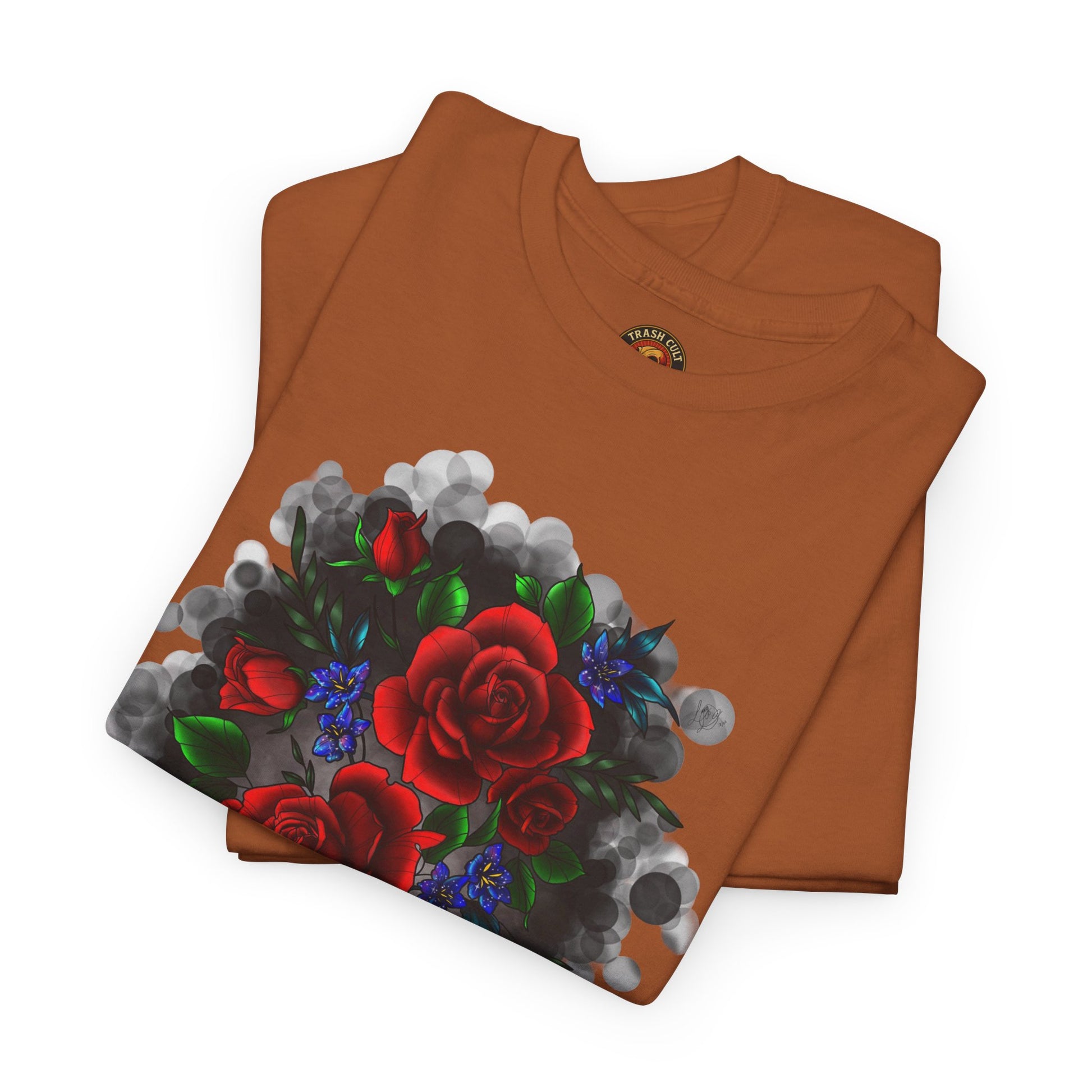 Floral Smoke Tattoo T-Shirt – Lara Davenport x Trash Cult Supply Co. Collab (Gildan 5000)