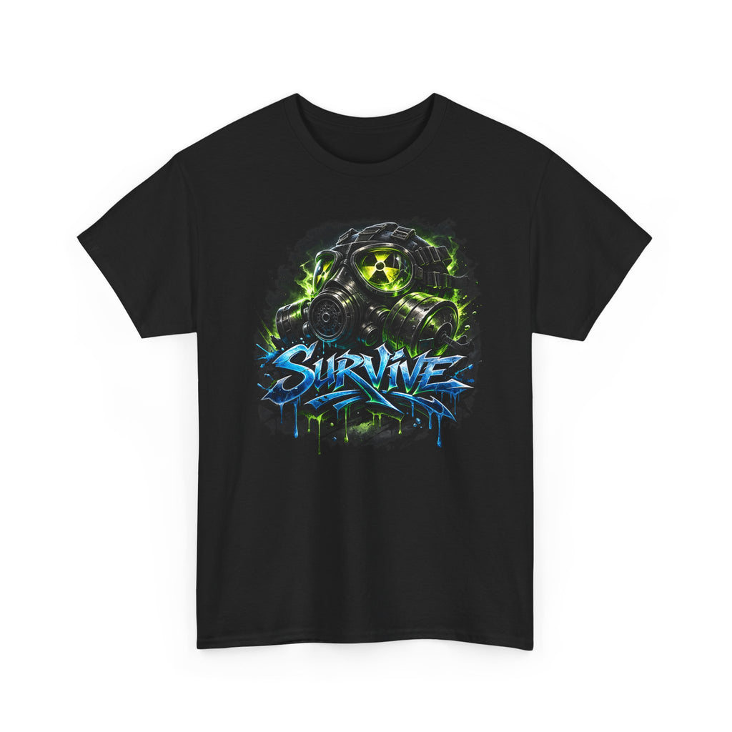 Survive Gas Mask T-Shirt — Post-Apocalyptic Gaming Tee