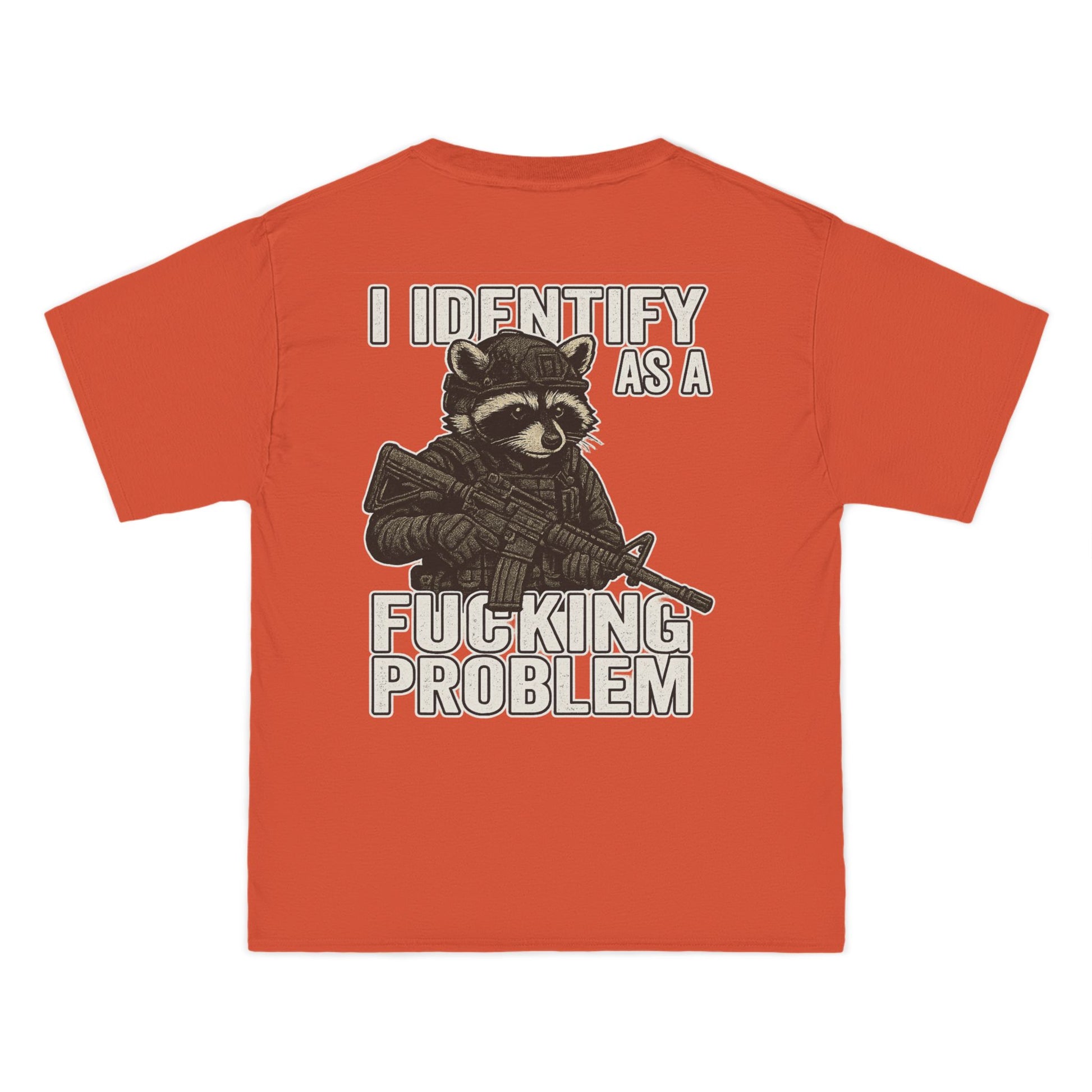 Armed Raccoon “I Identify as a F***ing Problem” T-Shirt – Trash Cult Supply Co.