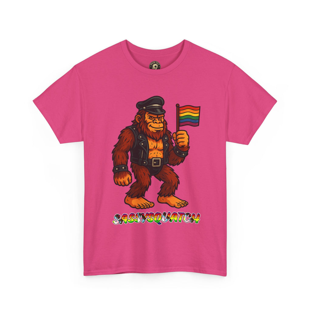 Sassysquatch Graphic Tee – Funny Bigfoot Pride Shirt – LGBTQ Leather Bear T-Shirt – Gildan 5000 Unisex Cotton Tee